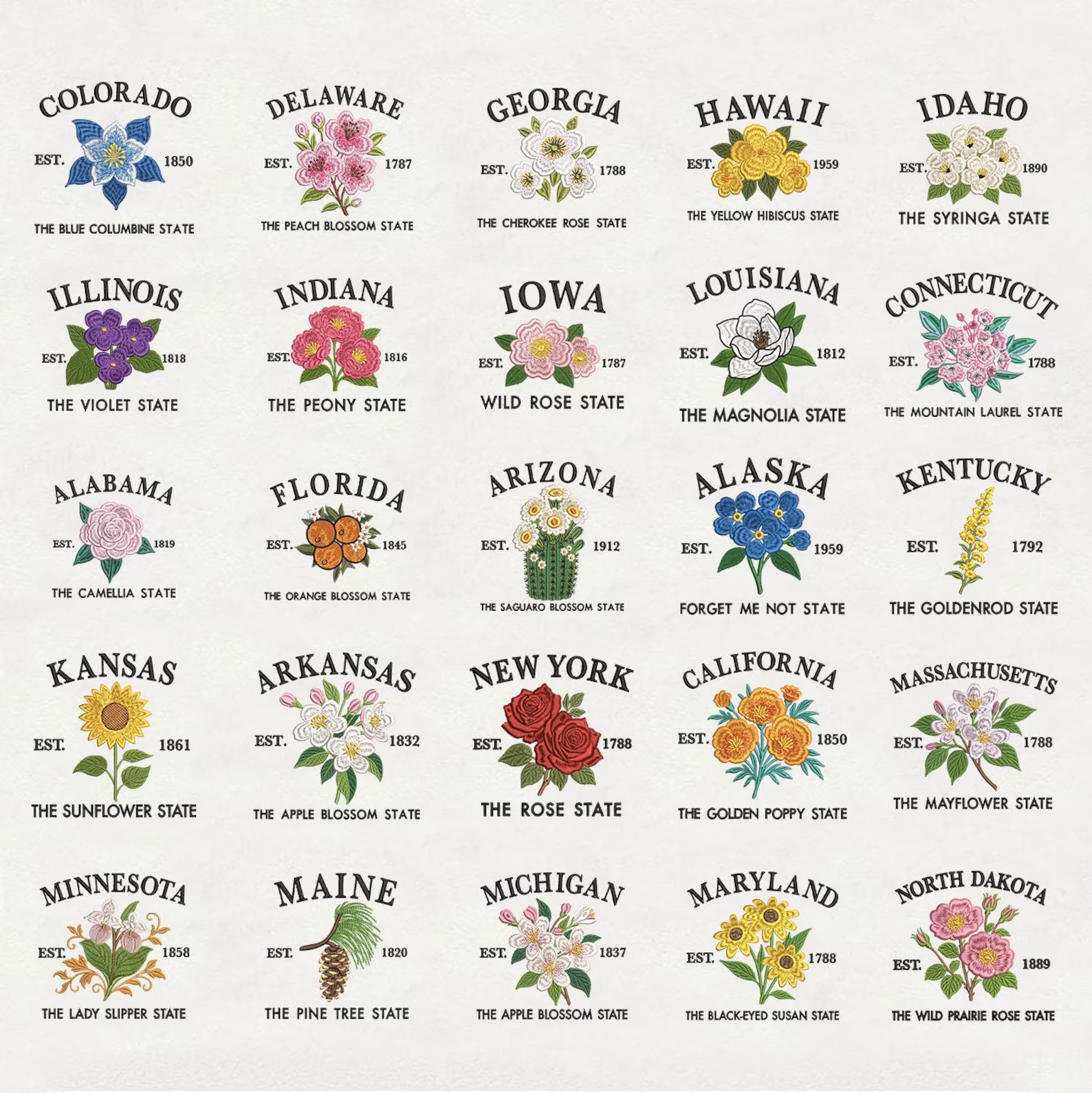 Custom State Flower Embroidered Sweatshirt