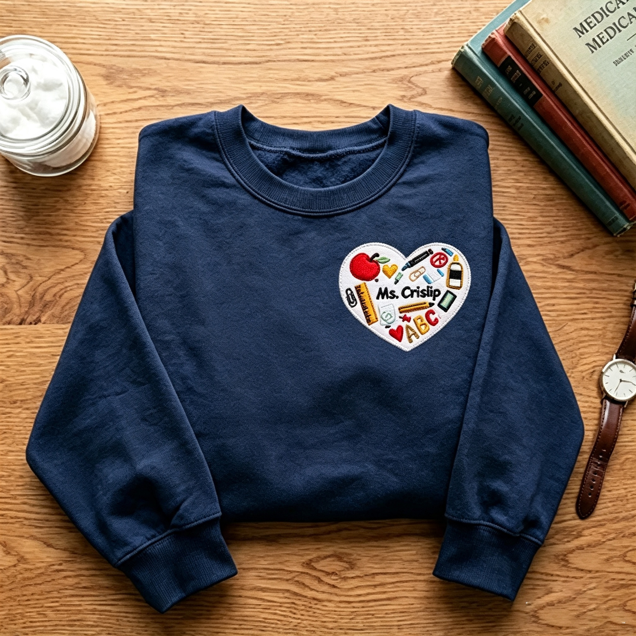 Custom Teacher Name Embroidery T-Shirt  Personalized Teacher Appreciation Gift