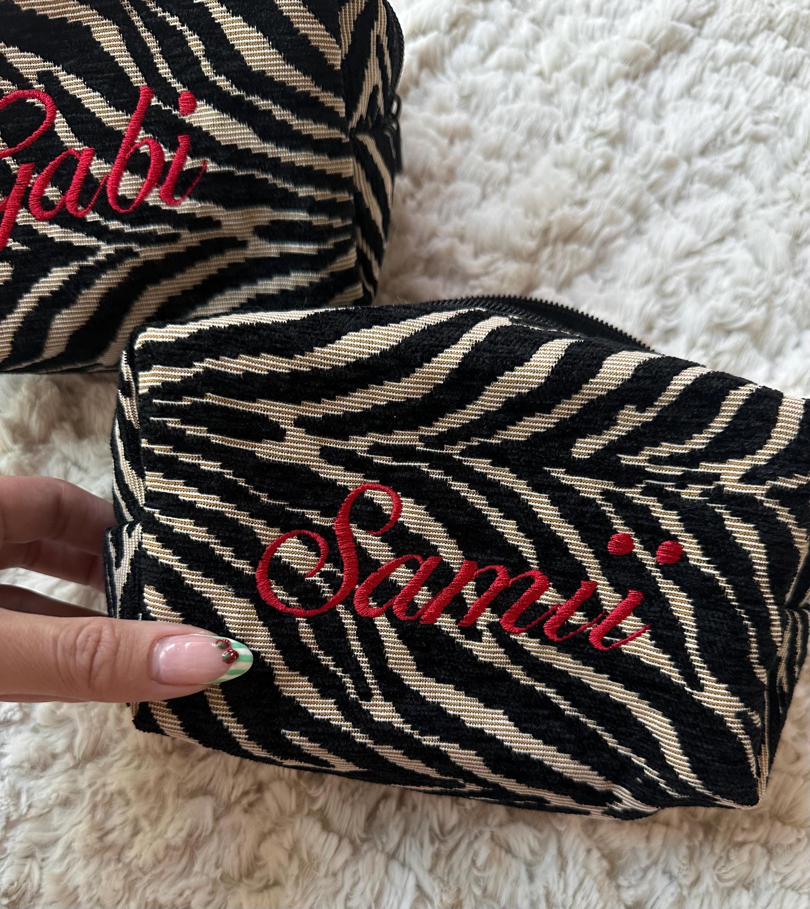 Custom Zebra Makeup Bag Embroidered
