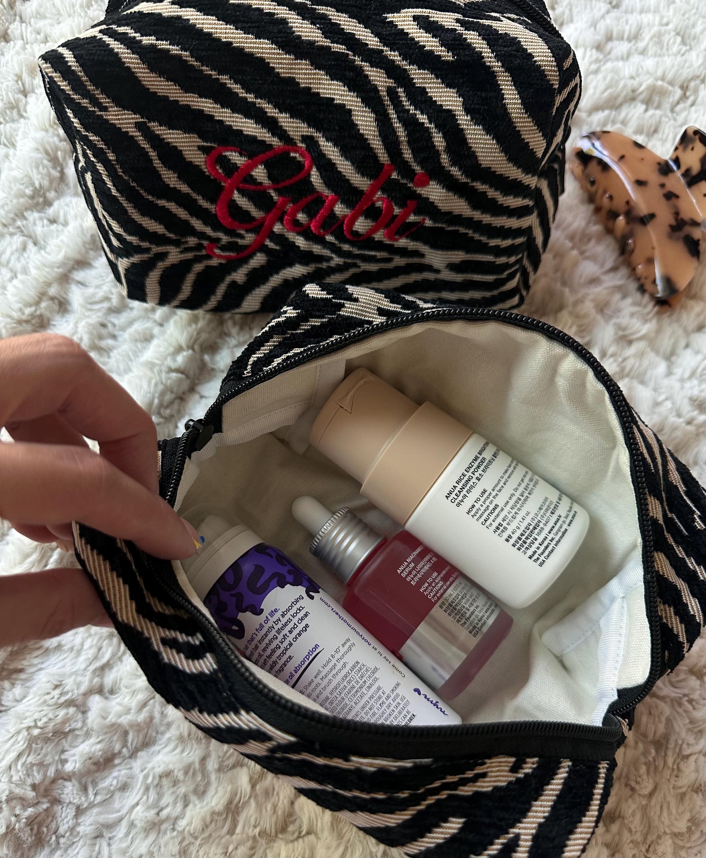 Custom Zebra Makeup Bag Embroidered
