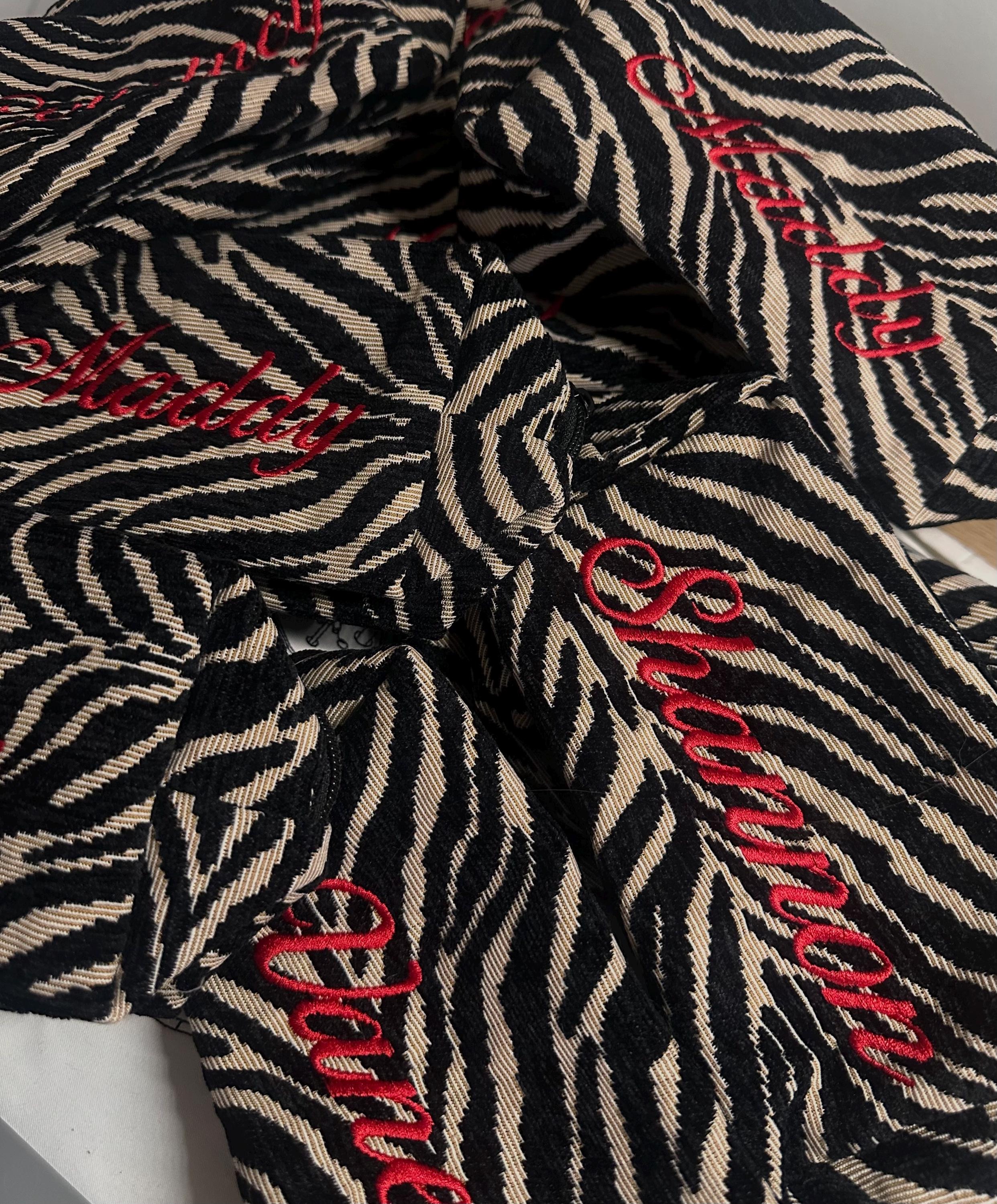 Custom Zebra Makeup Bag Embroidered