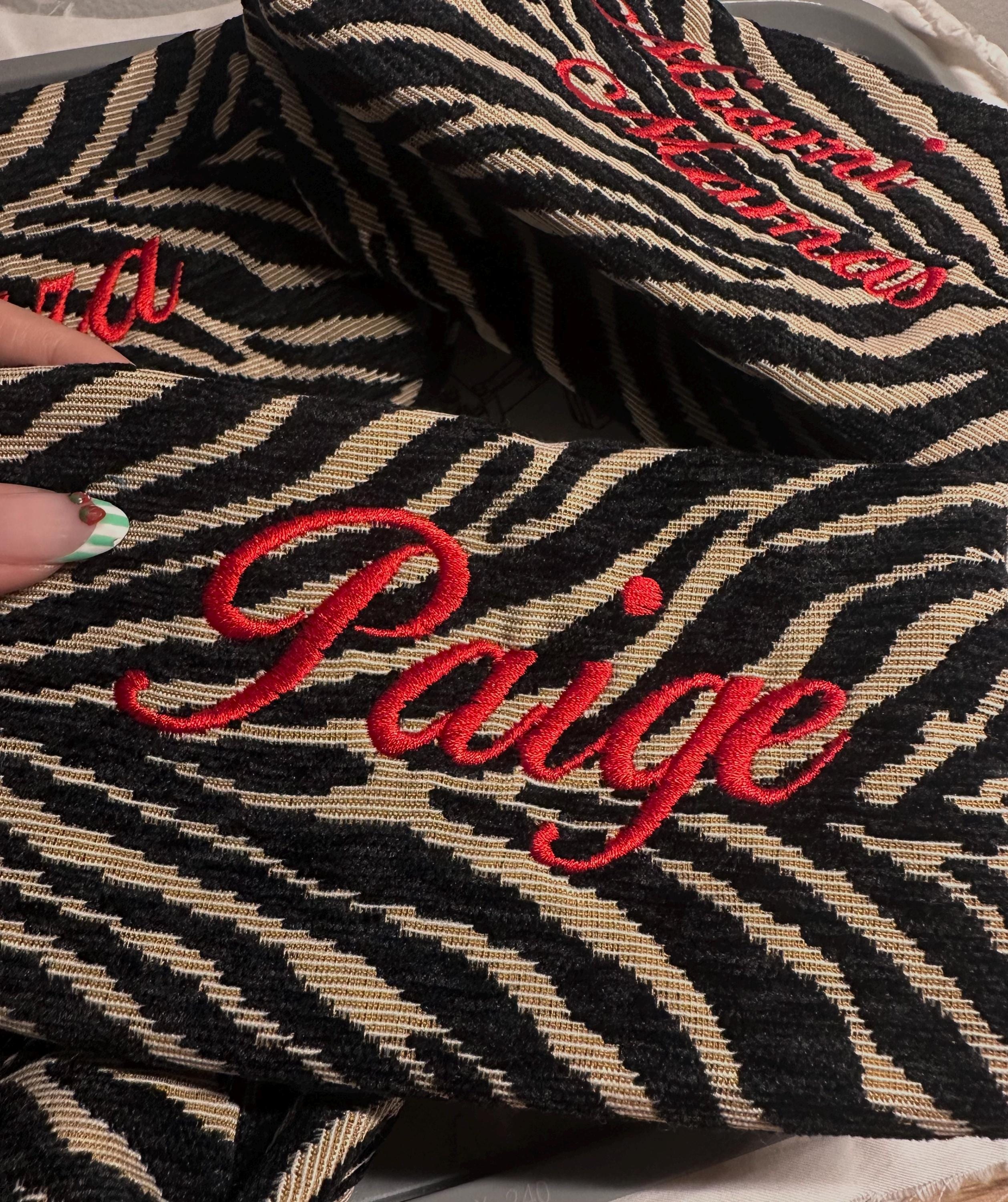 Custom Zebra Makeup Bag Embroidered