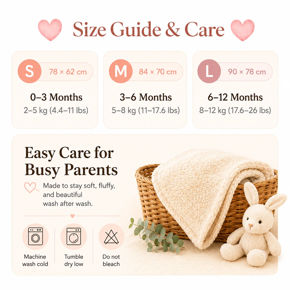 Cute Bunny Ear Plush Warm Baby Sleeping Bag