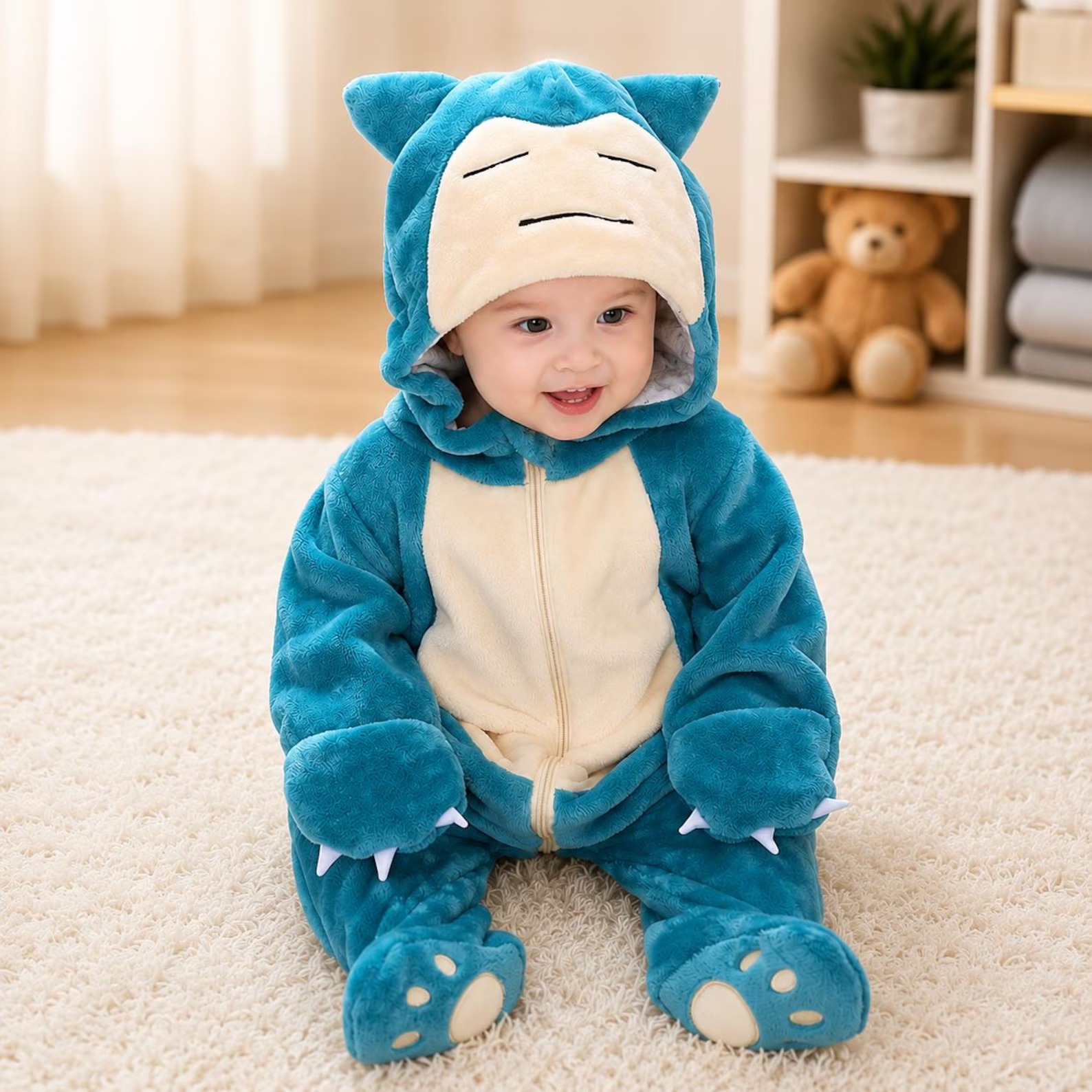 Cute PKM Character Baby Hooded Fleece Sleeping Bag