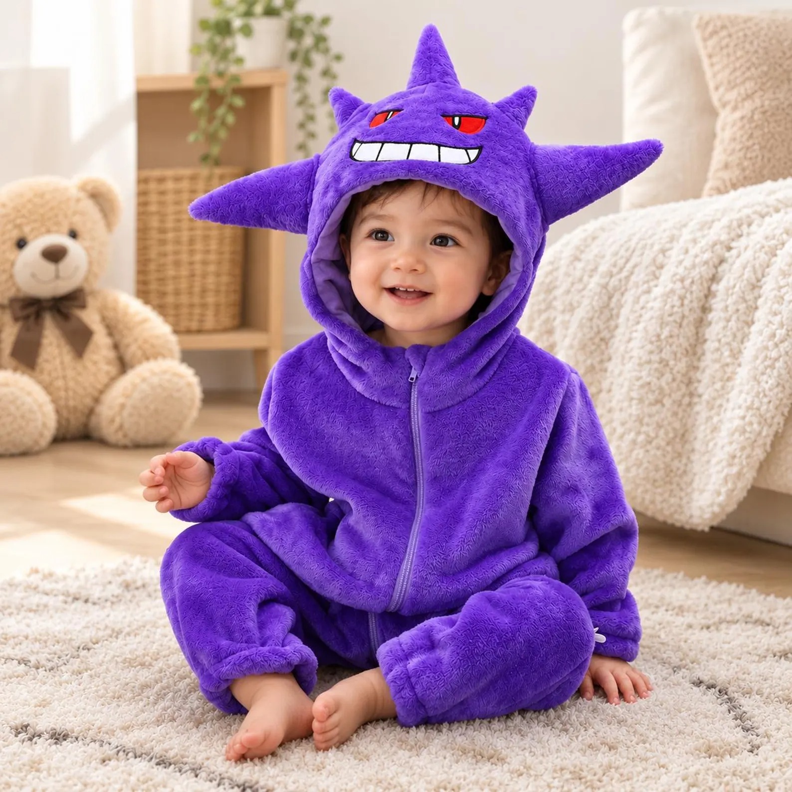 Cute PKM Character Baby Hooded Fleece Sleeping Bag