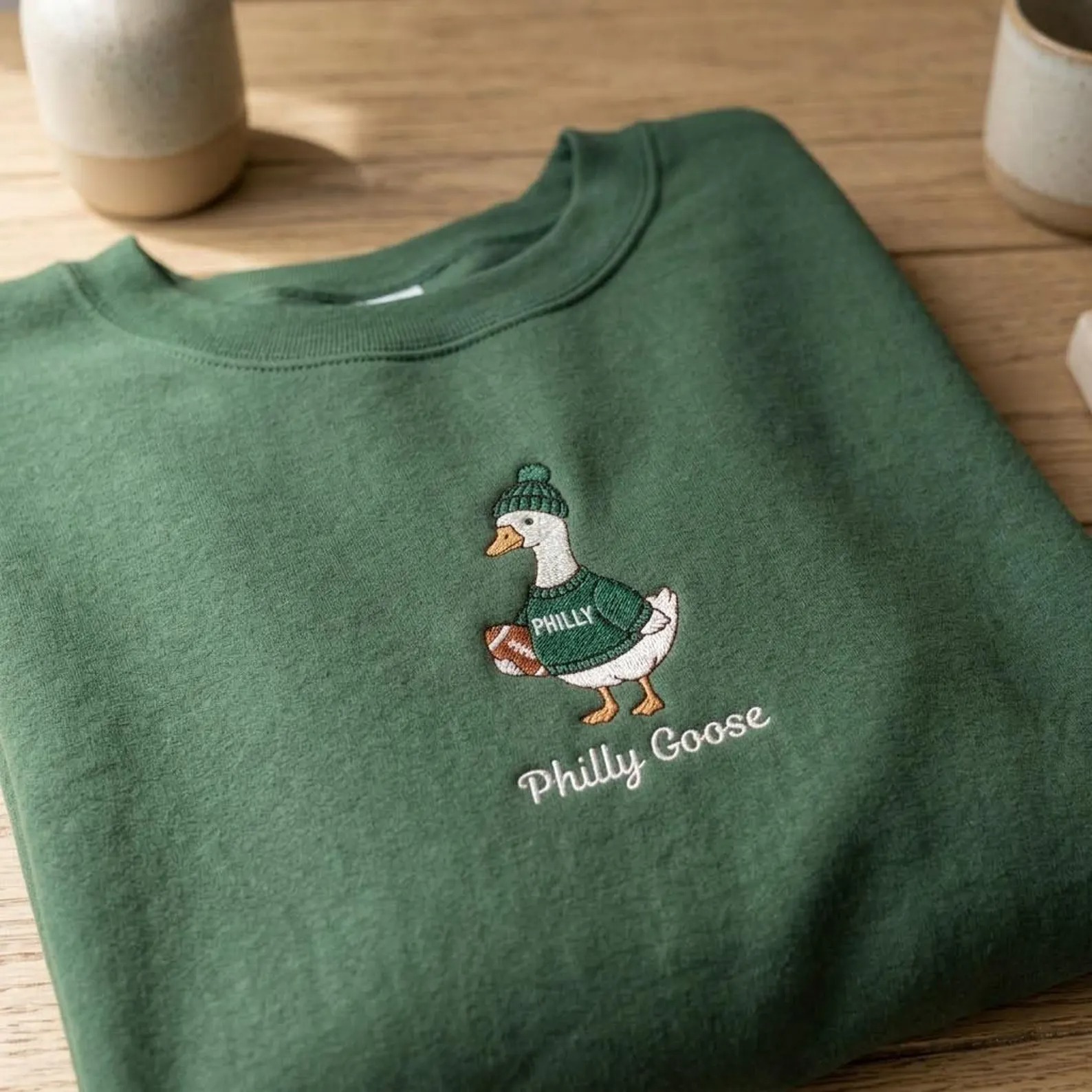 Cute Philly Goose Football Embroidered sweatshirt