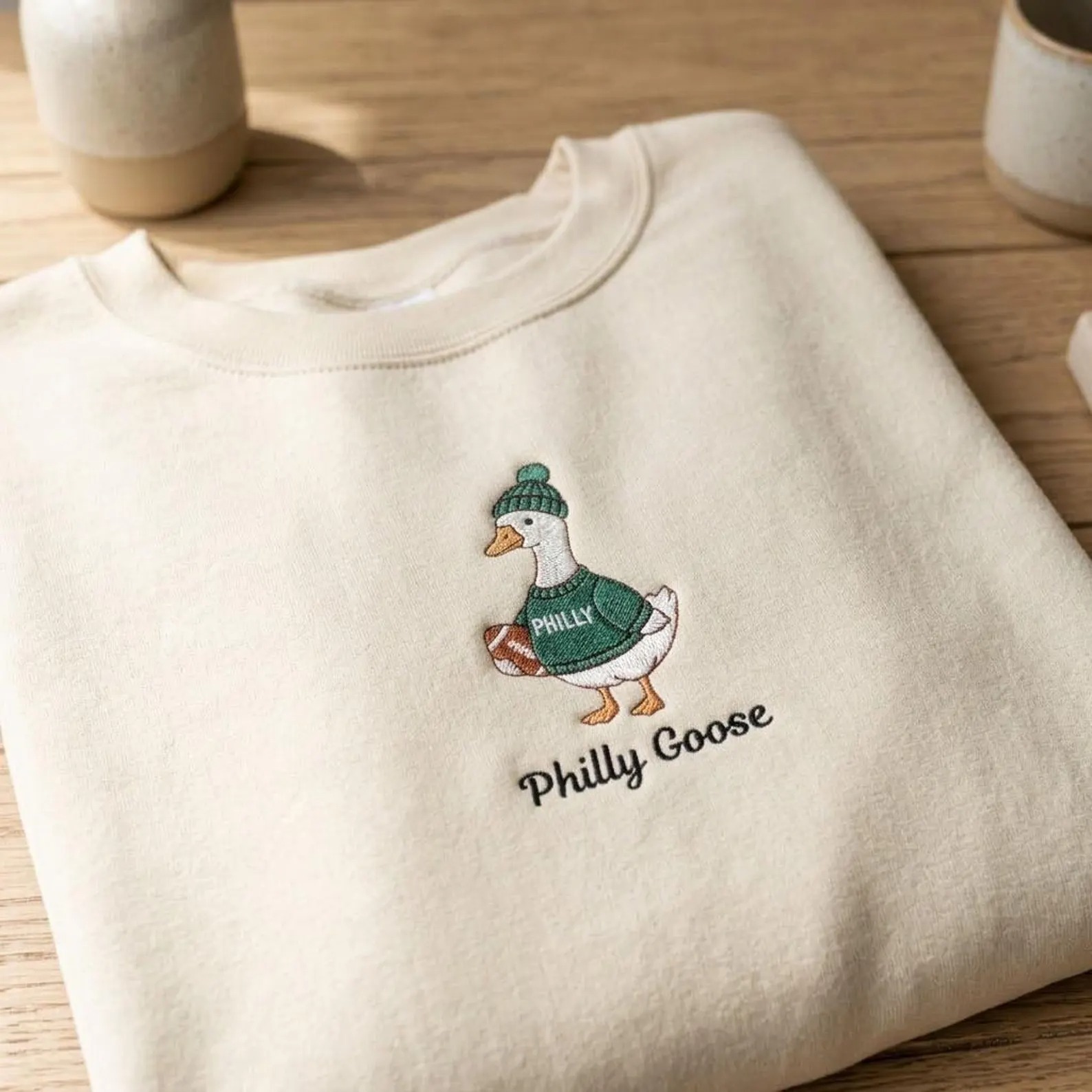 Cute Philly Goose Football Embroidered sweatshirt