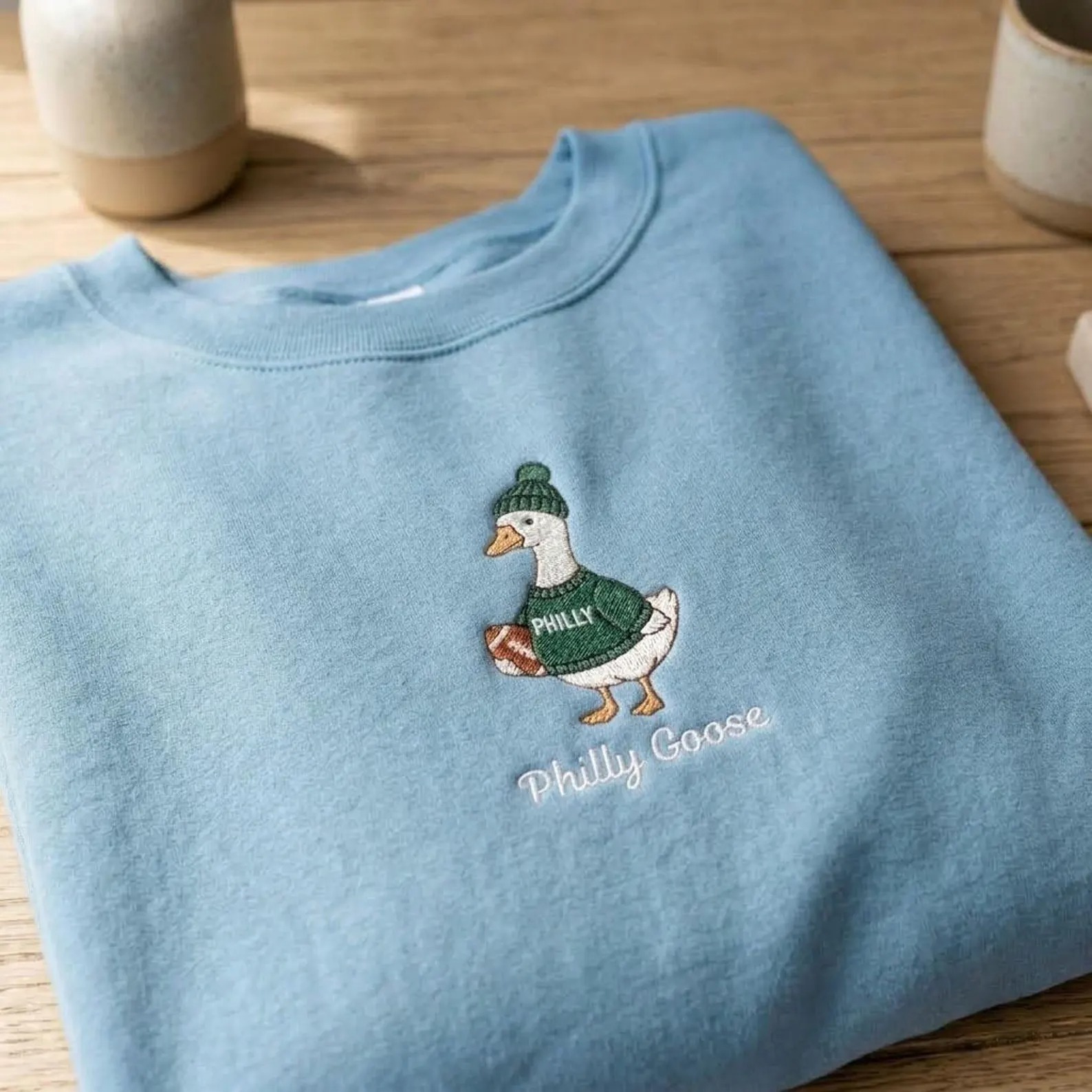 Cute Philly Goose Football Embroidered sweatshirt