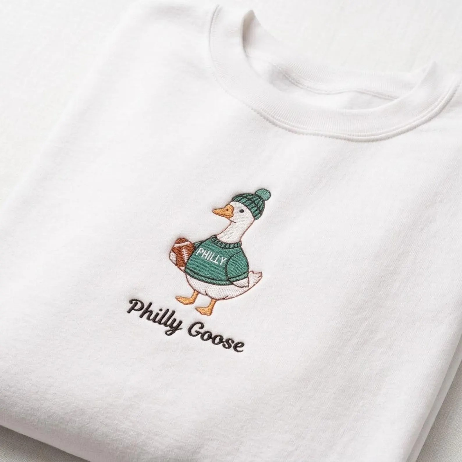 Cute Philly Goose Football Embroidered sweatshirt