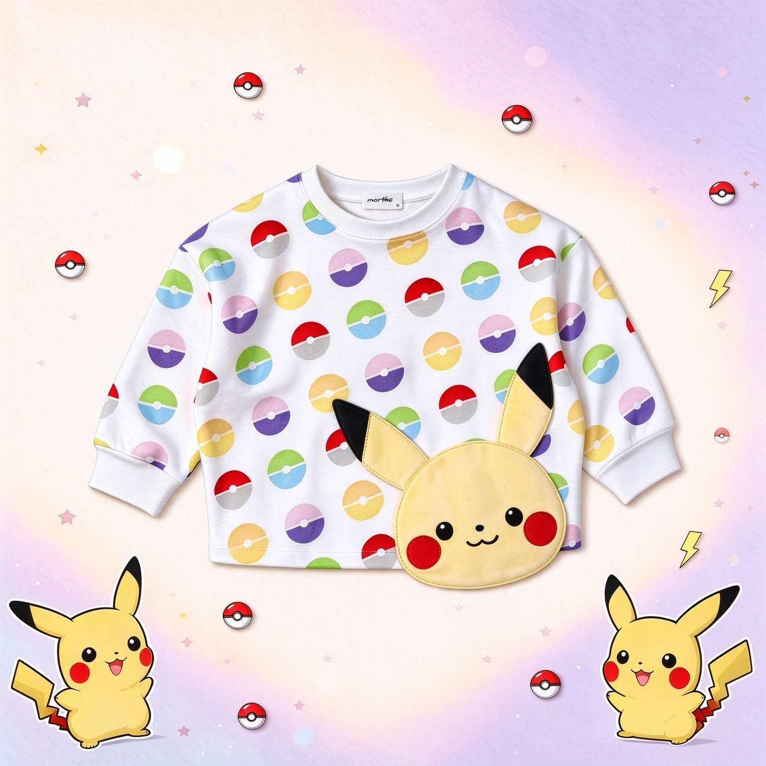 Cute Pikachu Embroidered Kid Sweatshirt