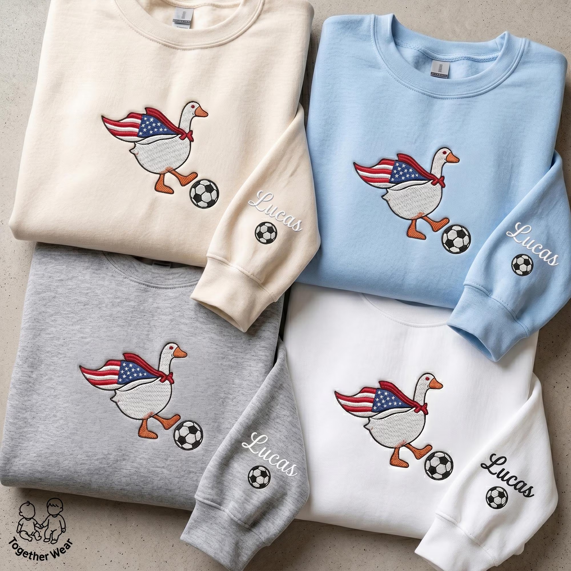 EMBROIDERED Silly Goose Soccer Sweatshirt,  Custom National Flag Crewneck, Soccer 2026 Shirt