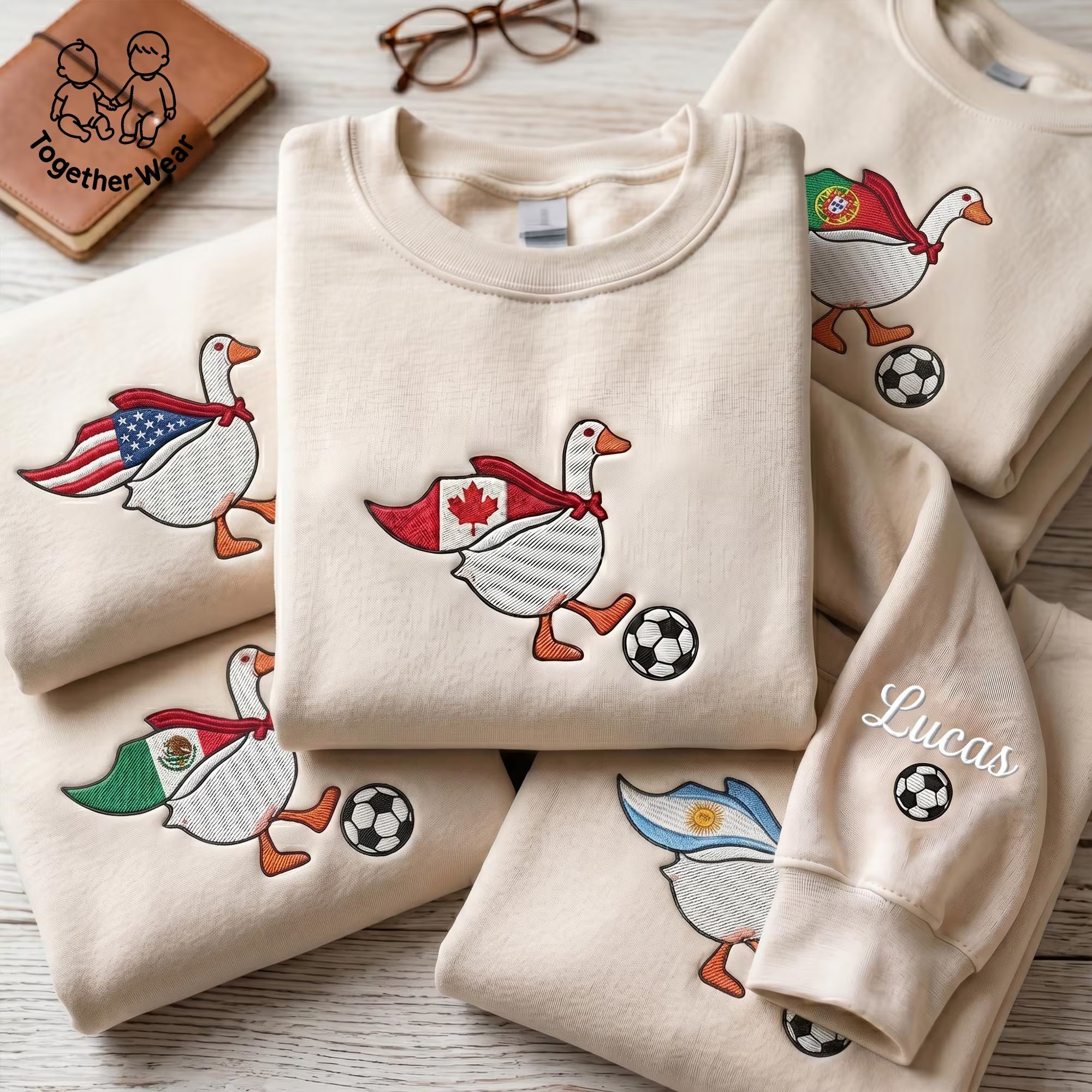 EMBROIDERED Silly Goose Soccer Sweatshirt,  Custom National Flag Crewneck, Soccer 2026 Shirt
