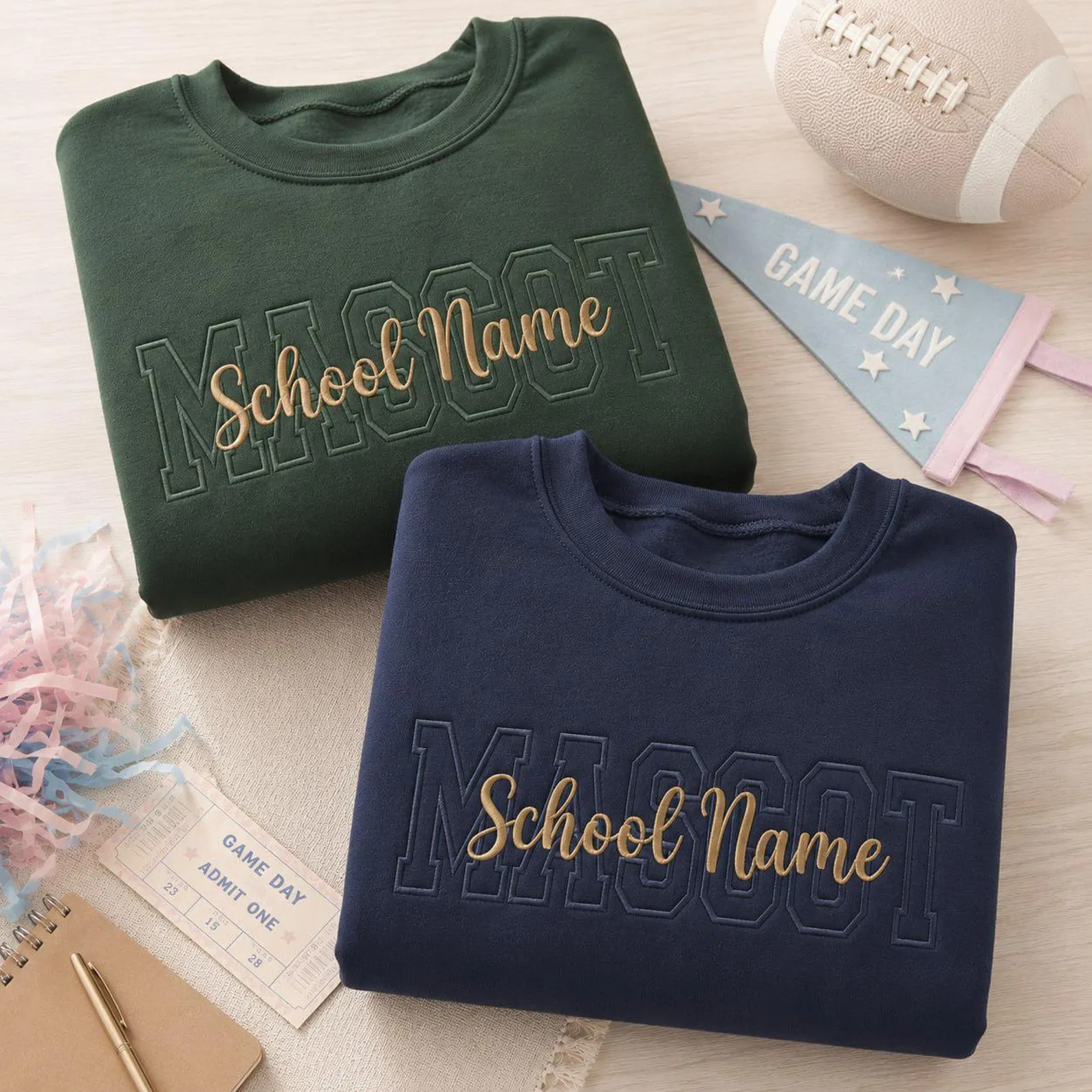 Embroidered Custom Mascot Sweatshirt, Custom Teacher School Name Tee, Back To School Team Name Shirt, Game Day School Spirit Shirt