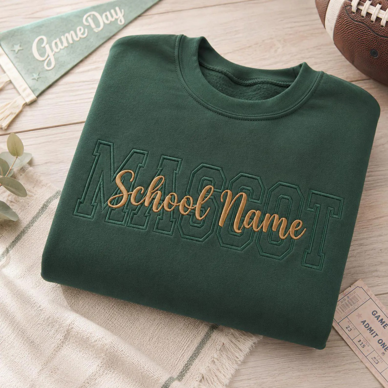 Embroidered Custom Mascot Sweatshirt, Custom Teacher School Name Tee, Back To School Team Name Shirt, Game Day School Spirit Shirt