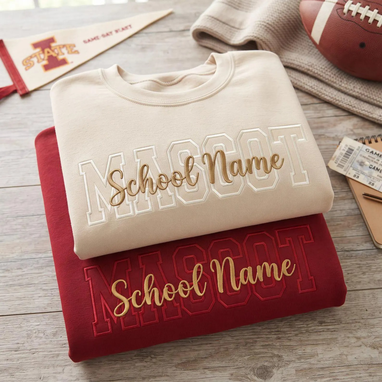Embroidered Custom Mascot Sweatshirt, Custom Teacher School Name Tee, Back To School Team Name Shirt, Game Day School Spirit Shirt