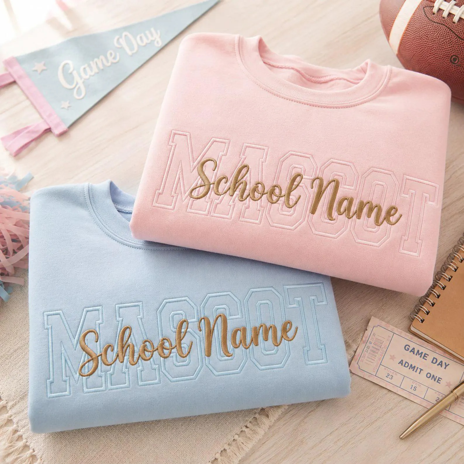 Embroidered Custom Mascot Sweatshirt, Custom Teacher School Name Tee, Back To School Team Name Shirt, Game Day School Spirit Shirt