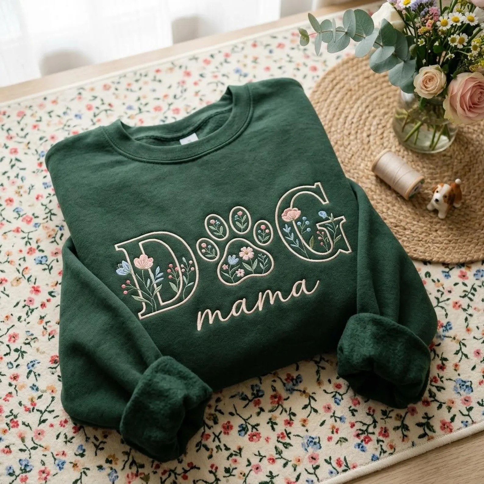 Embroidered Dog Mom Sweatshirt