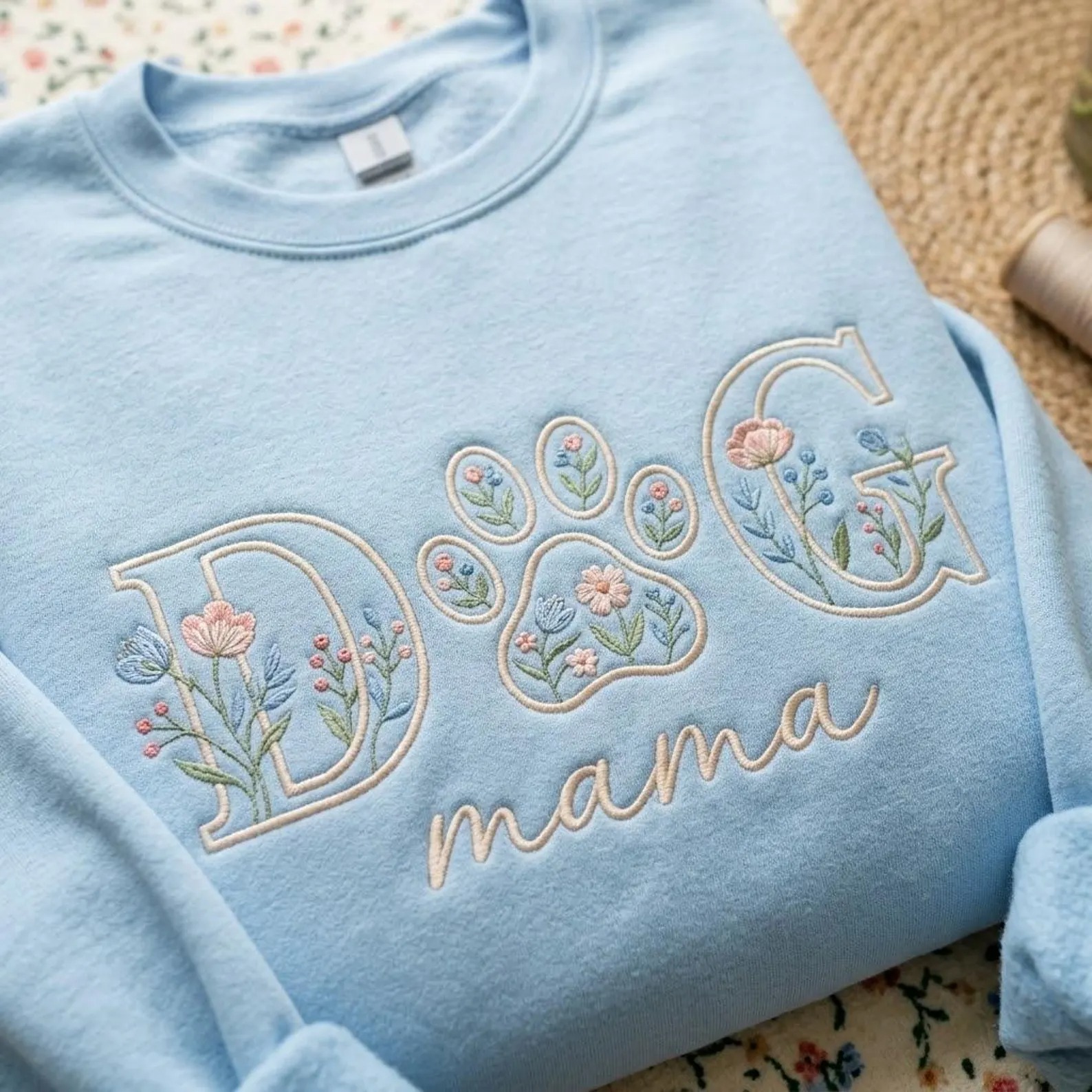 Embroidered Dog Mom Sweatshirt