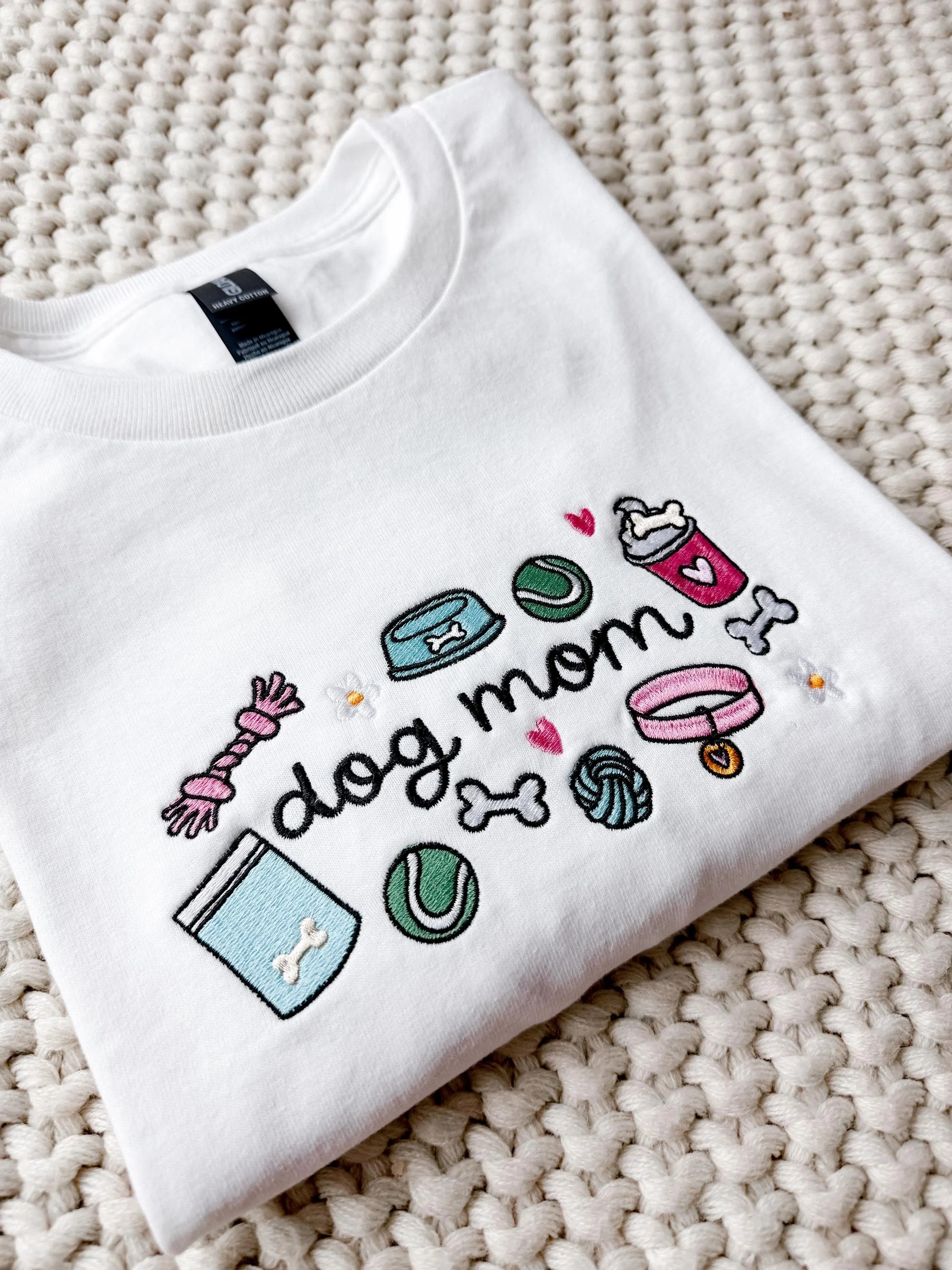 Embroidered Dog Mom T-Shirt