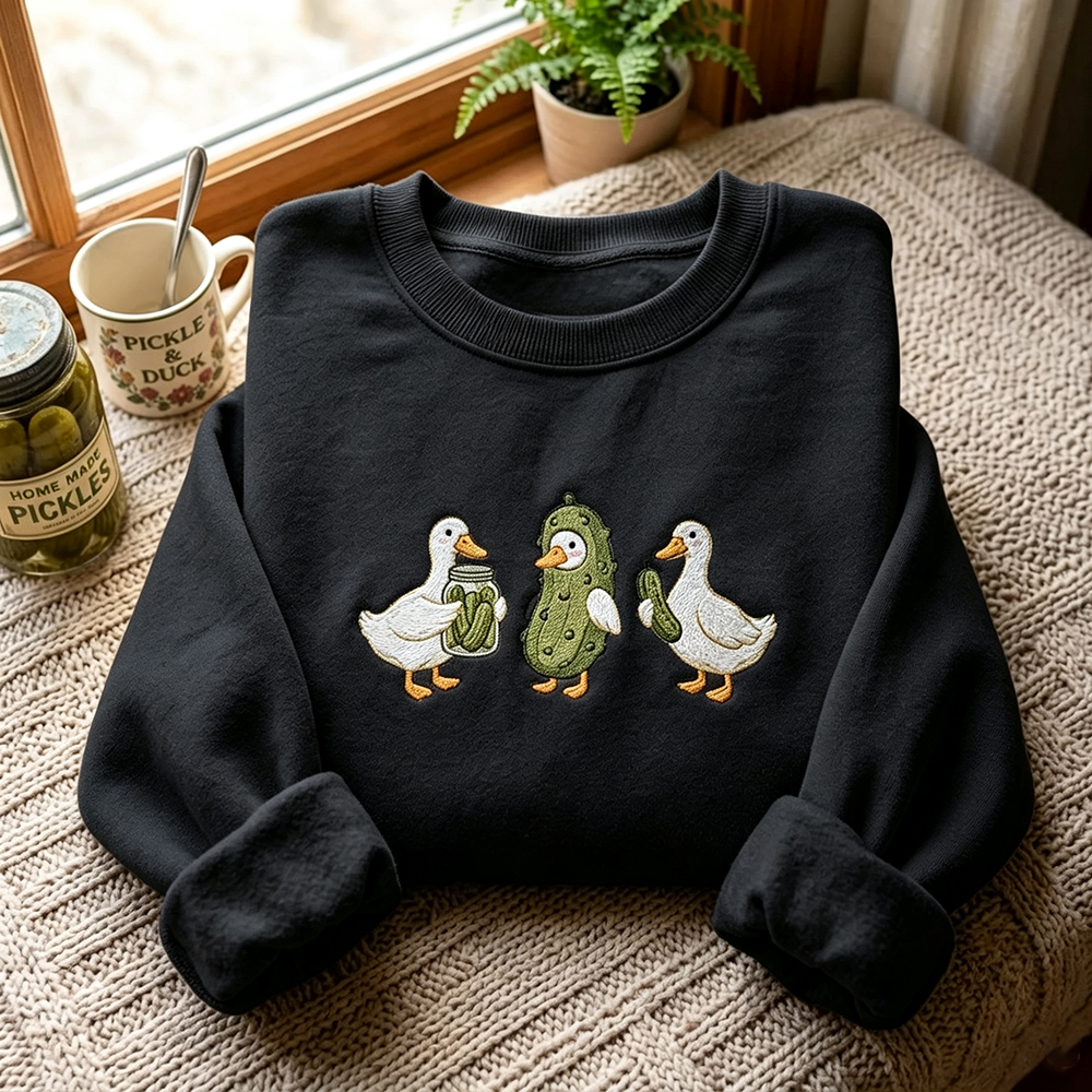 Embroidered Duck and Pickle Sweatshirt
