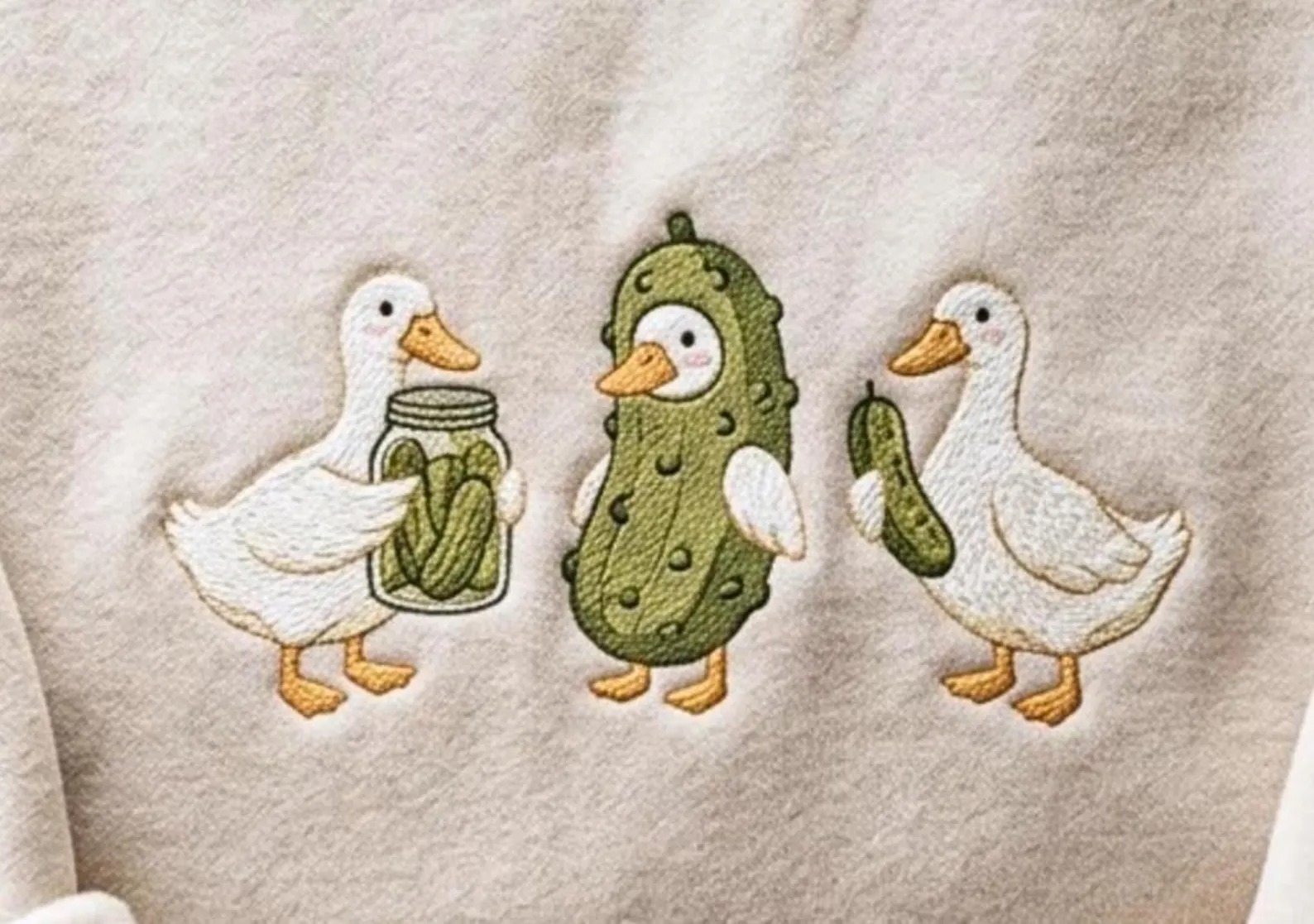 Embroidered Duck and Pickle Sweatshirt