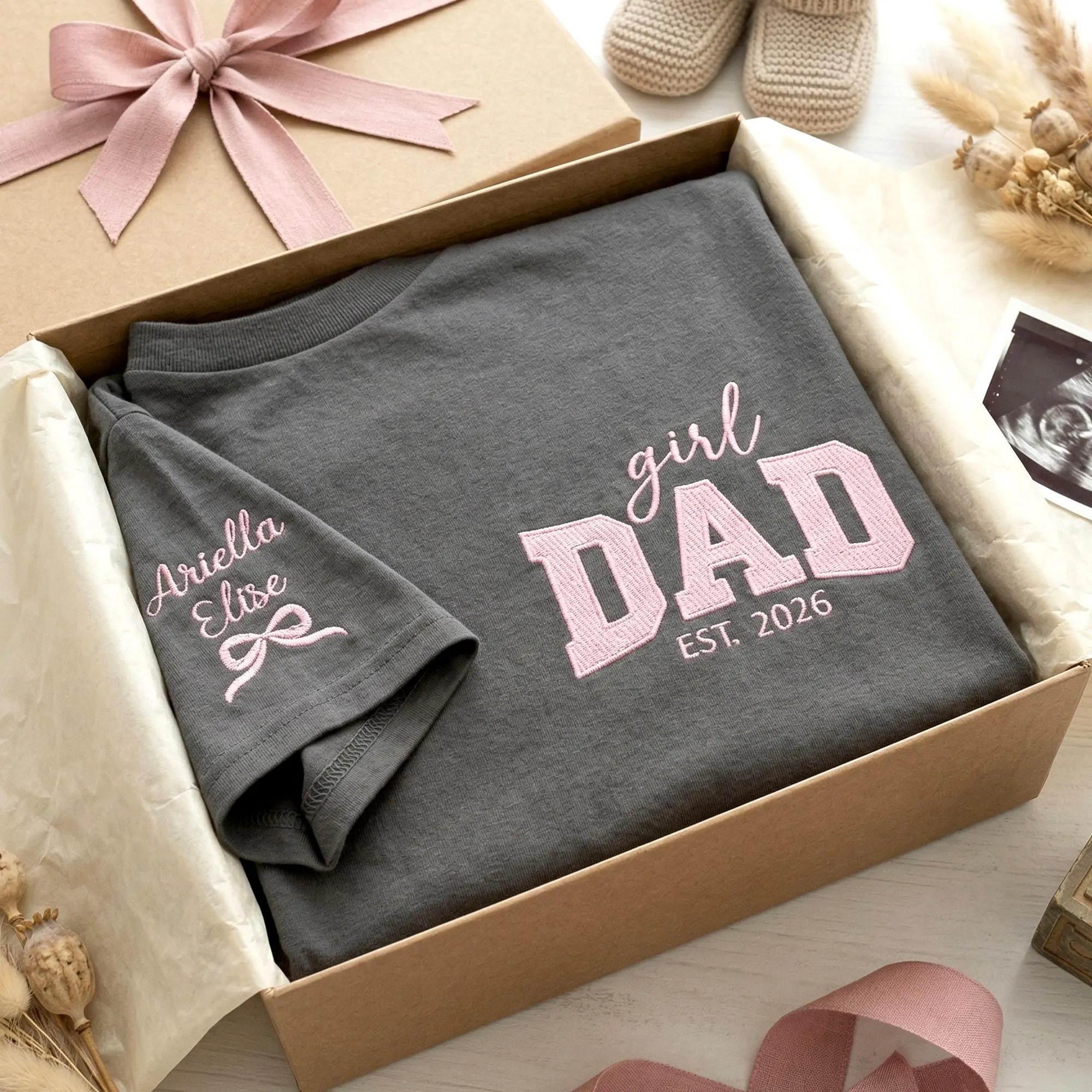 Embroidered Girl Dad Shirt -  First Time Fathers Day Gift 