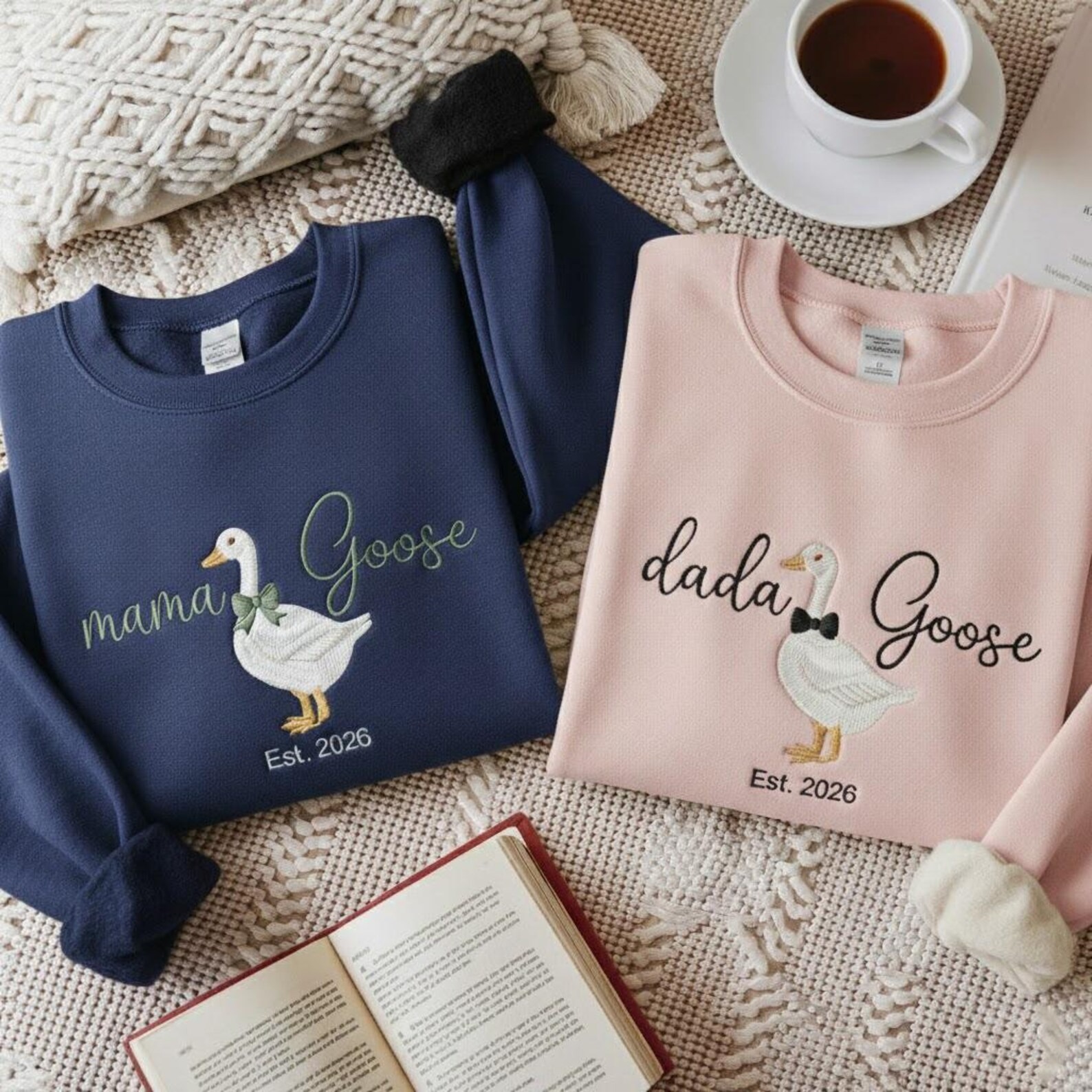 Embroidered Goose Mom and Dad Sweatshirt