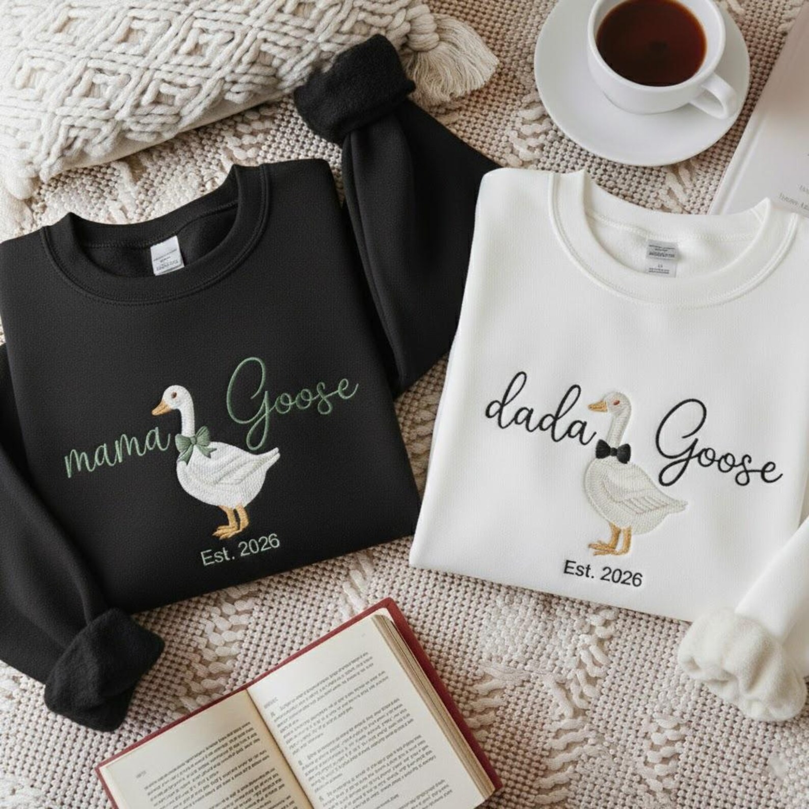Embroidered Goose Mom and Dad Sweatshirt