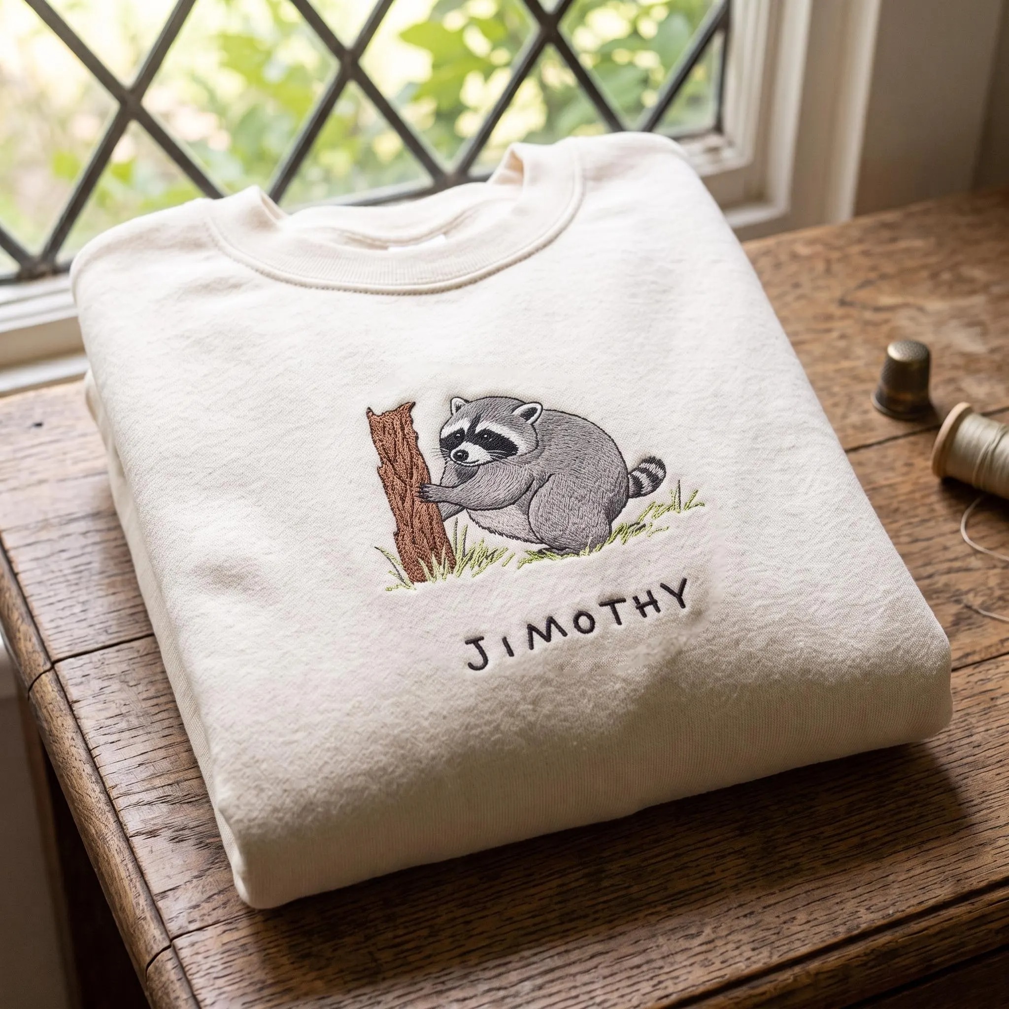 Embroidered Jimothy Raccoon Sweatshirt, Seattle Short Spine Raccoon Shirt, Animal Lover Gift, Jimothy The Raccoon, Cute Trash Panda Shirt