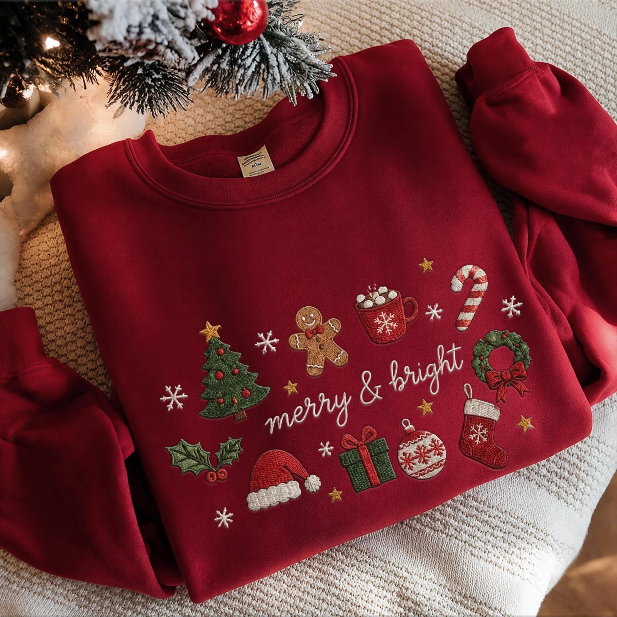 Vintage Merry & Bright Festive Christmas Sweatshirt