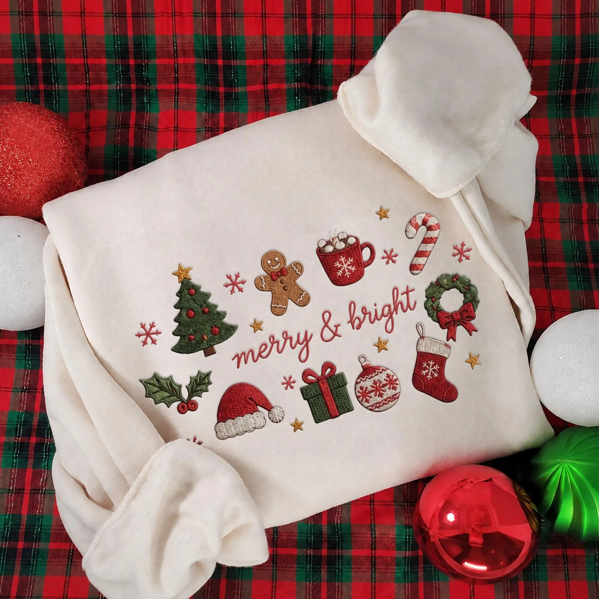 Vintage Merry & Bright Festive Christmas Sweatshirt