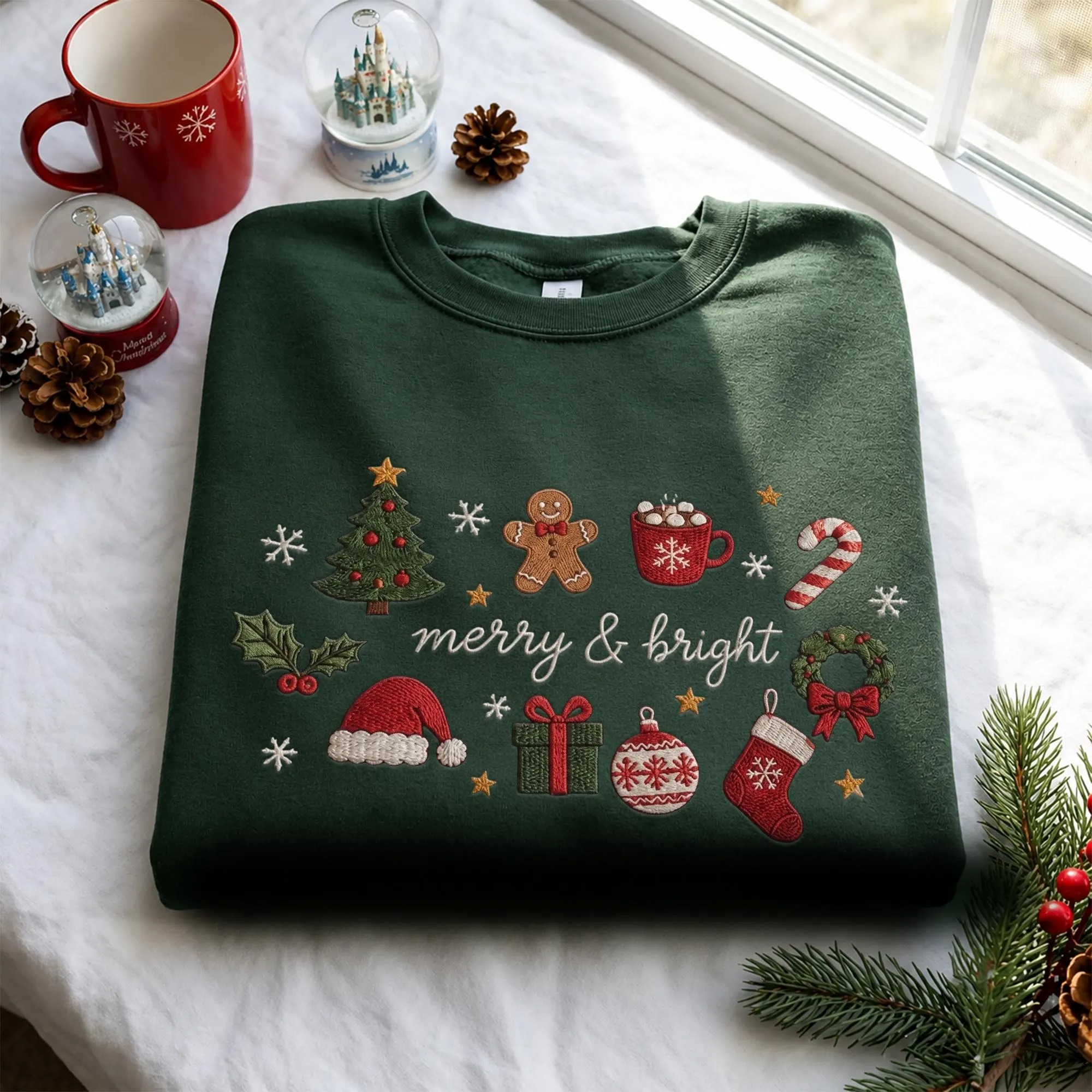 Vintage Merry & Bright Festive Christmas Sweatshirt