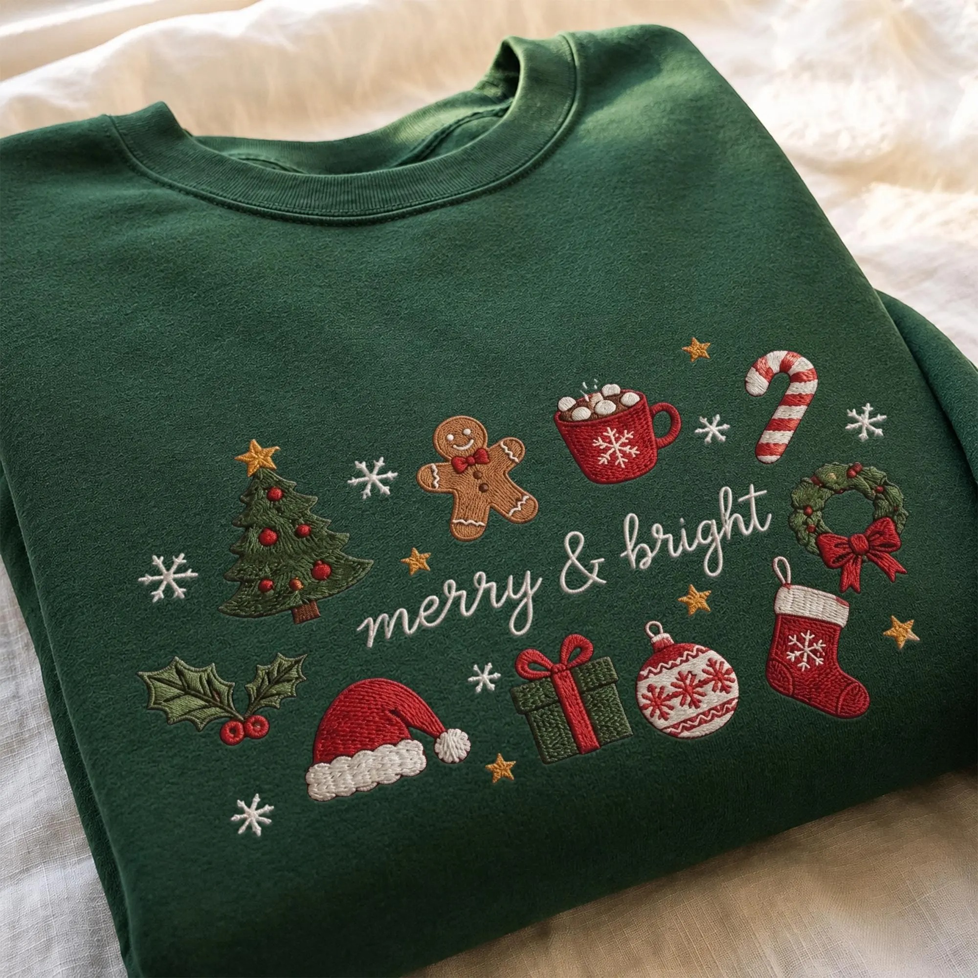 Vintage Merry & Bright Festive Christmas Sweatshirt