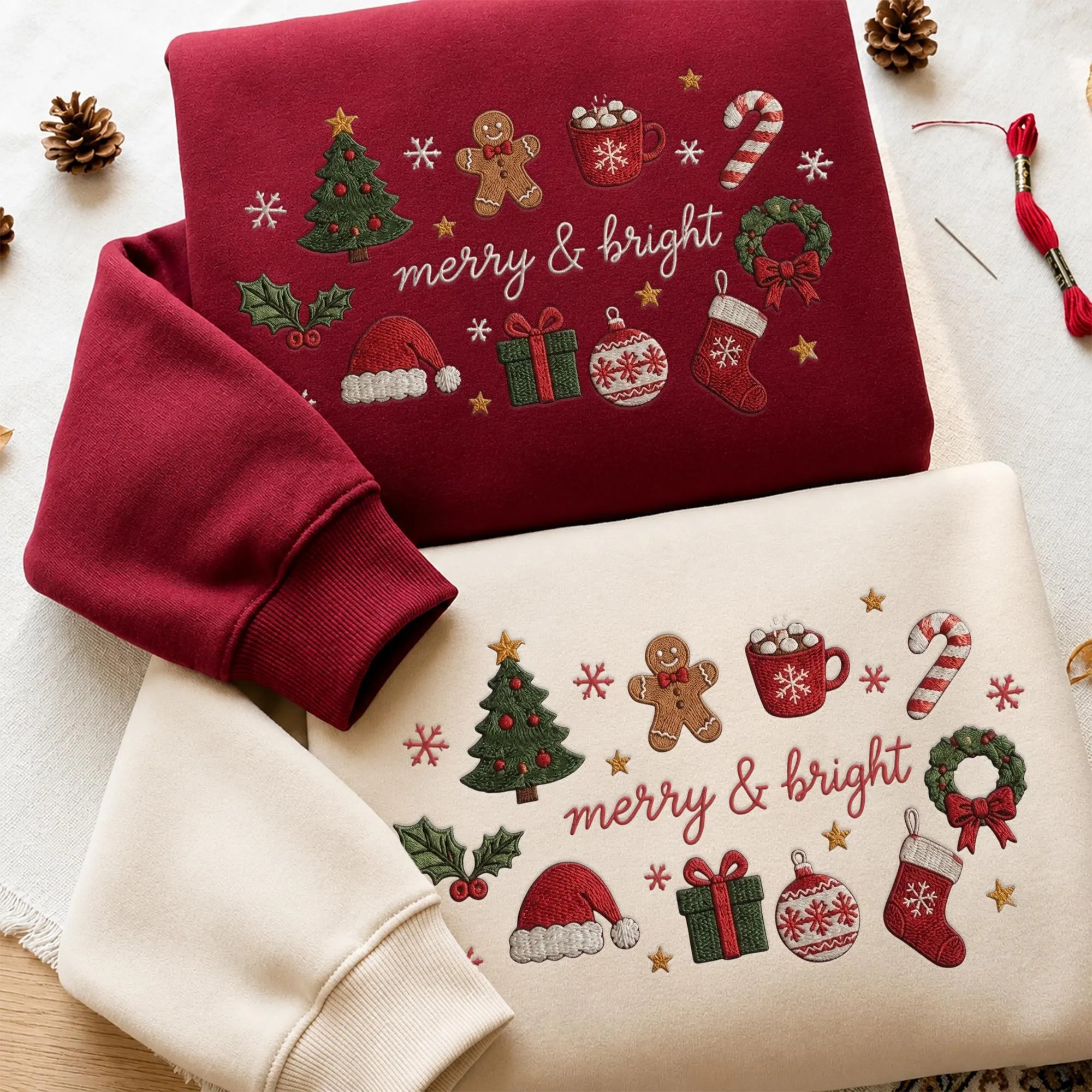 Vintage Merry & Bright Festive Christmas Sweatshirt