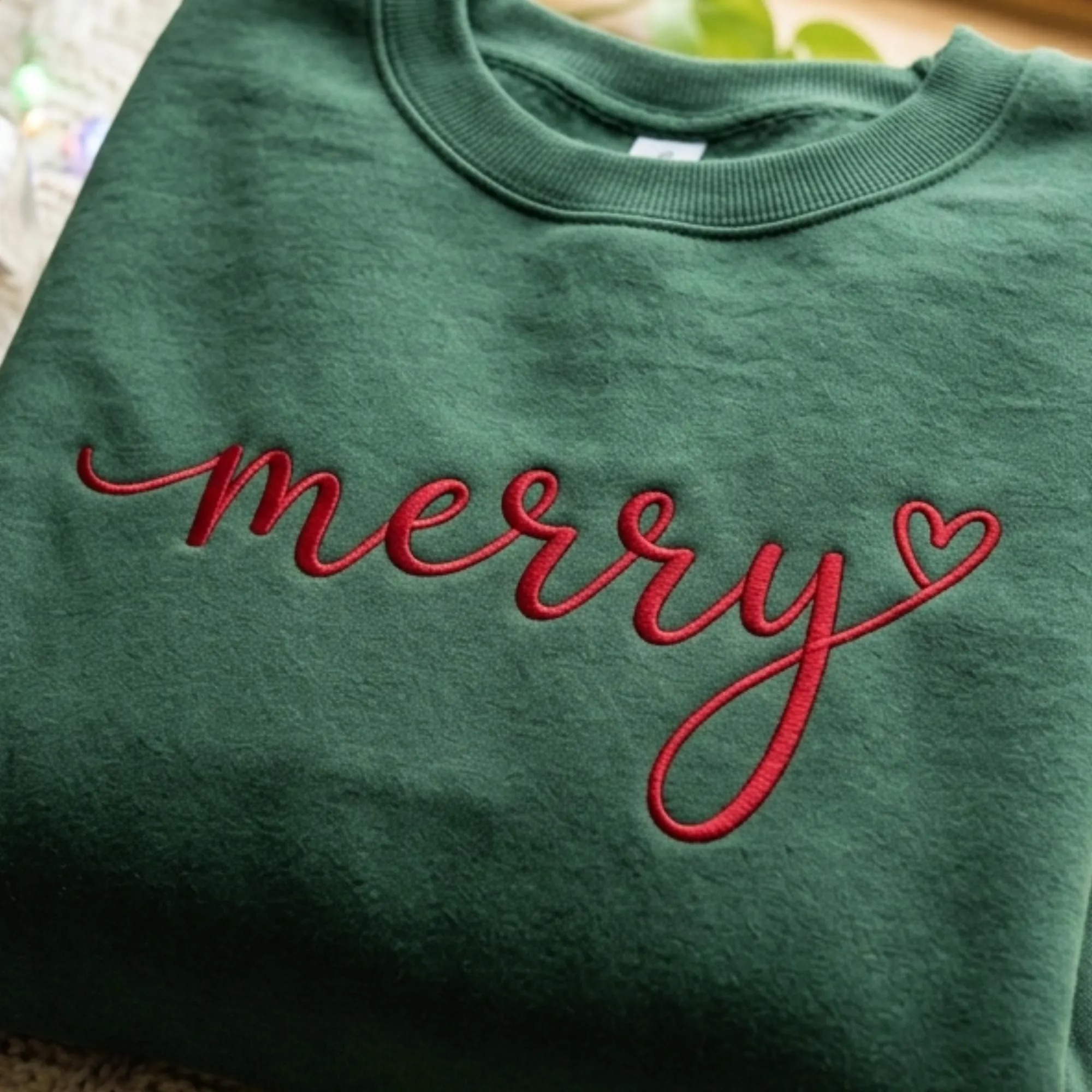 Embroidered Merry Christmas Sweatshirt, Festive Holiday Crewneck, Cozy Winter Apparel
