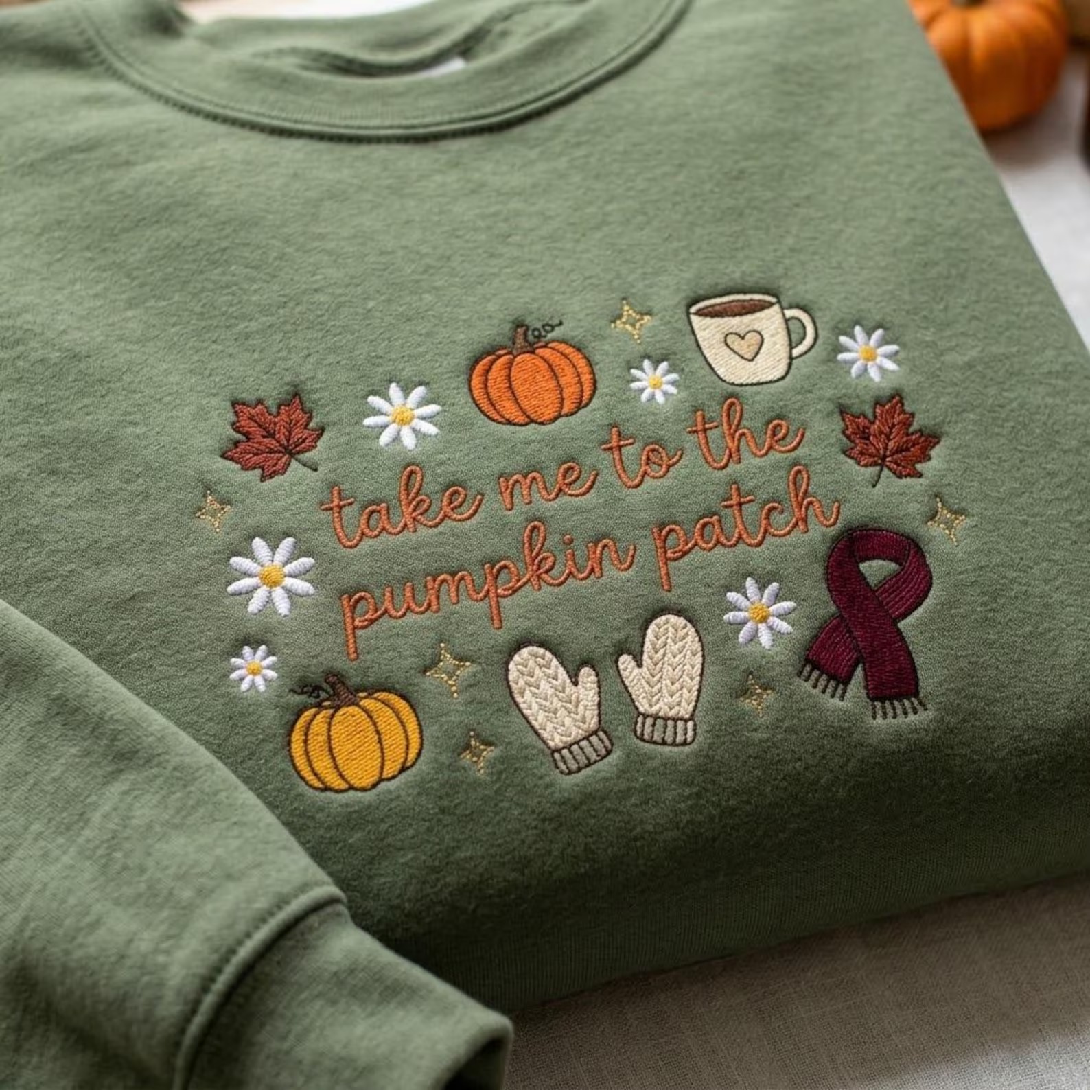 Embroidered Take Me To The Pumpkin Patch Sweatshir