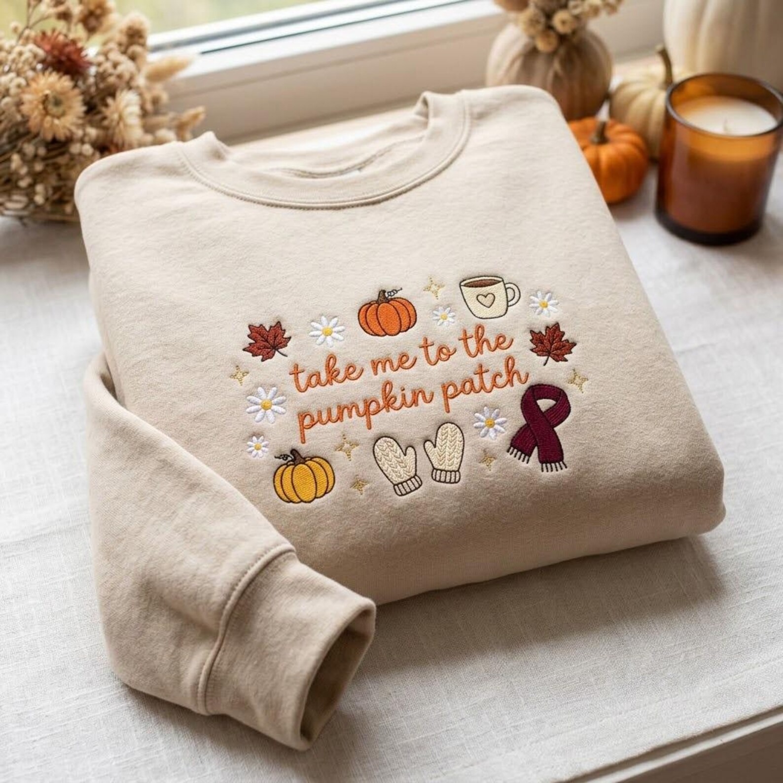 Embroidered Take Me To The Pumpkin Patch Sweatshir