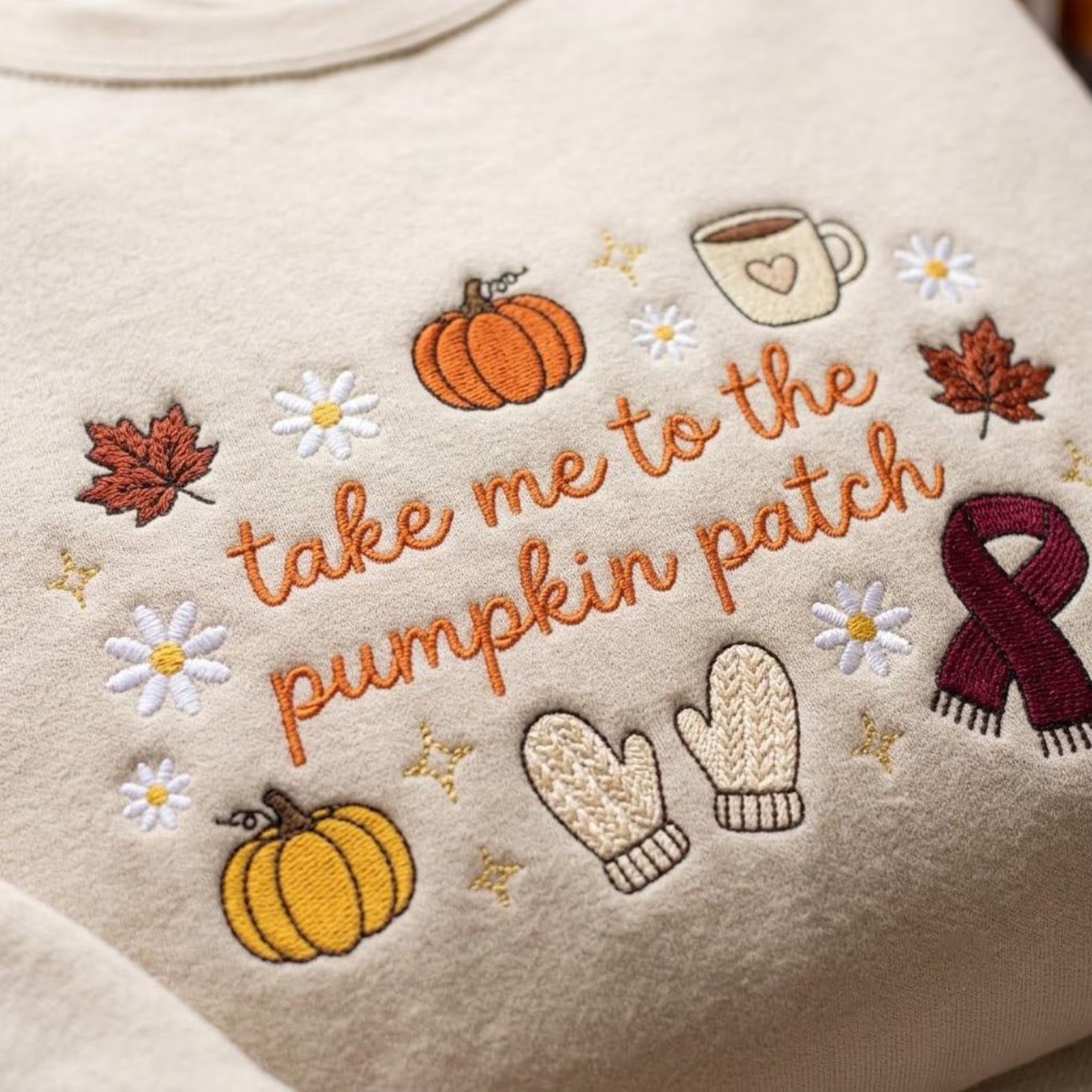Embroidered Take Me To The Pumpkin Patch Sweatshir