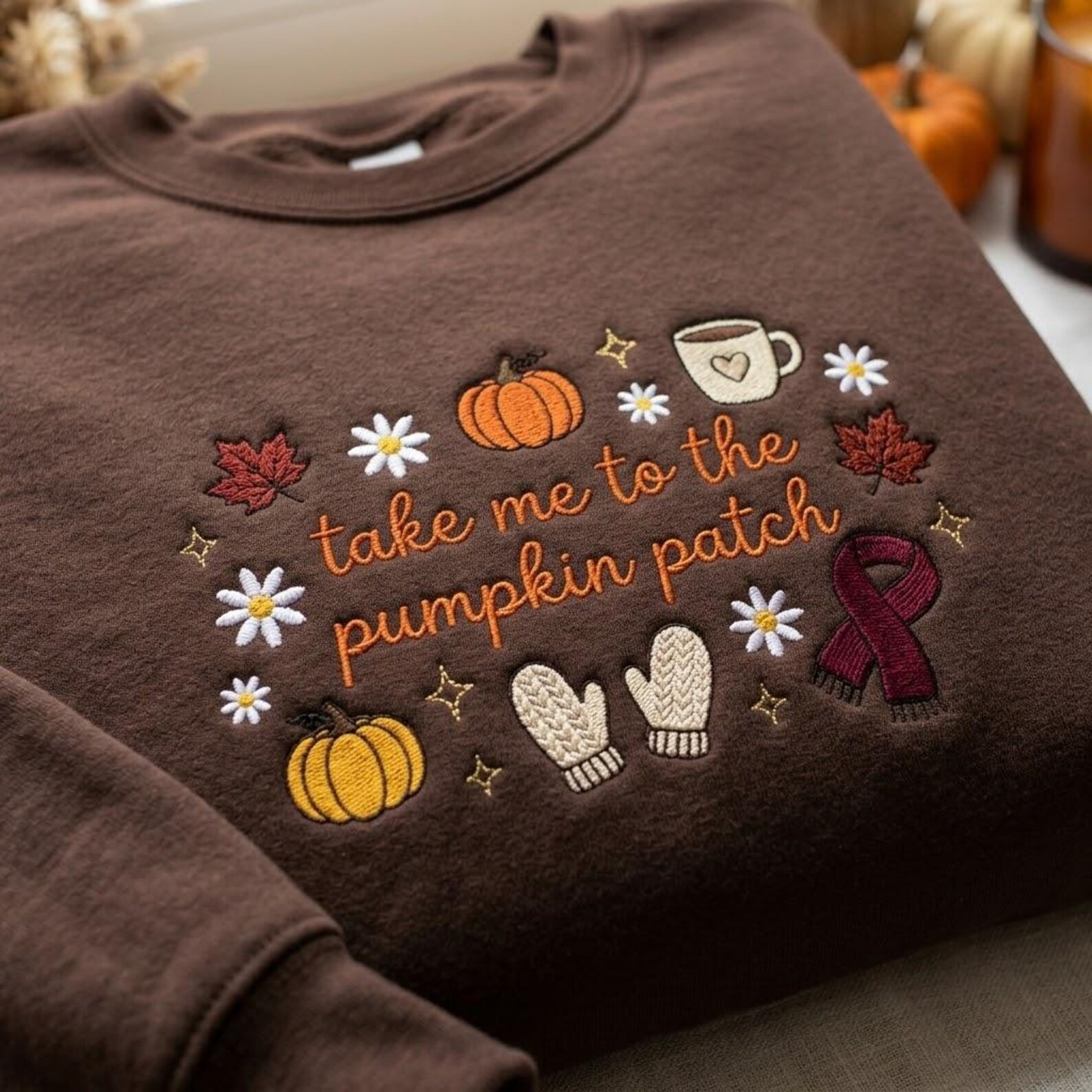 Embroidered Take Me To The Pumpkin Patch Sweatshir