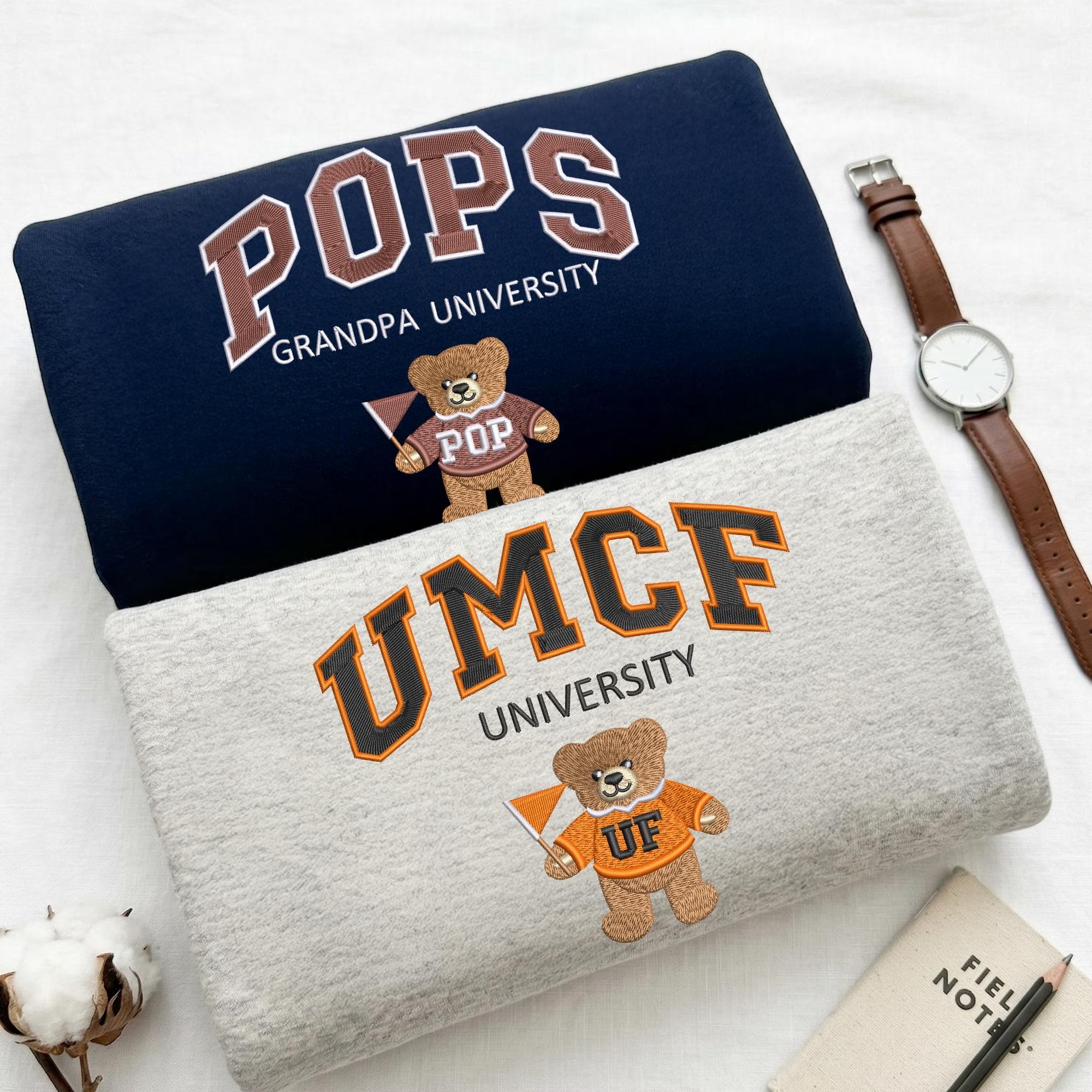 Embroidered Teddy Bear University Hoodie