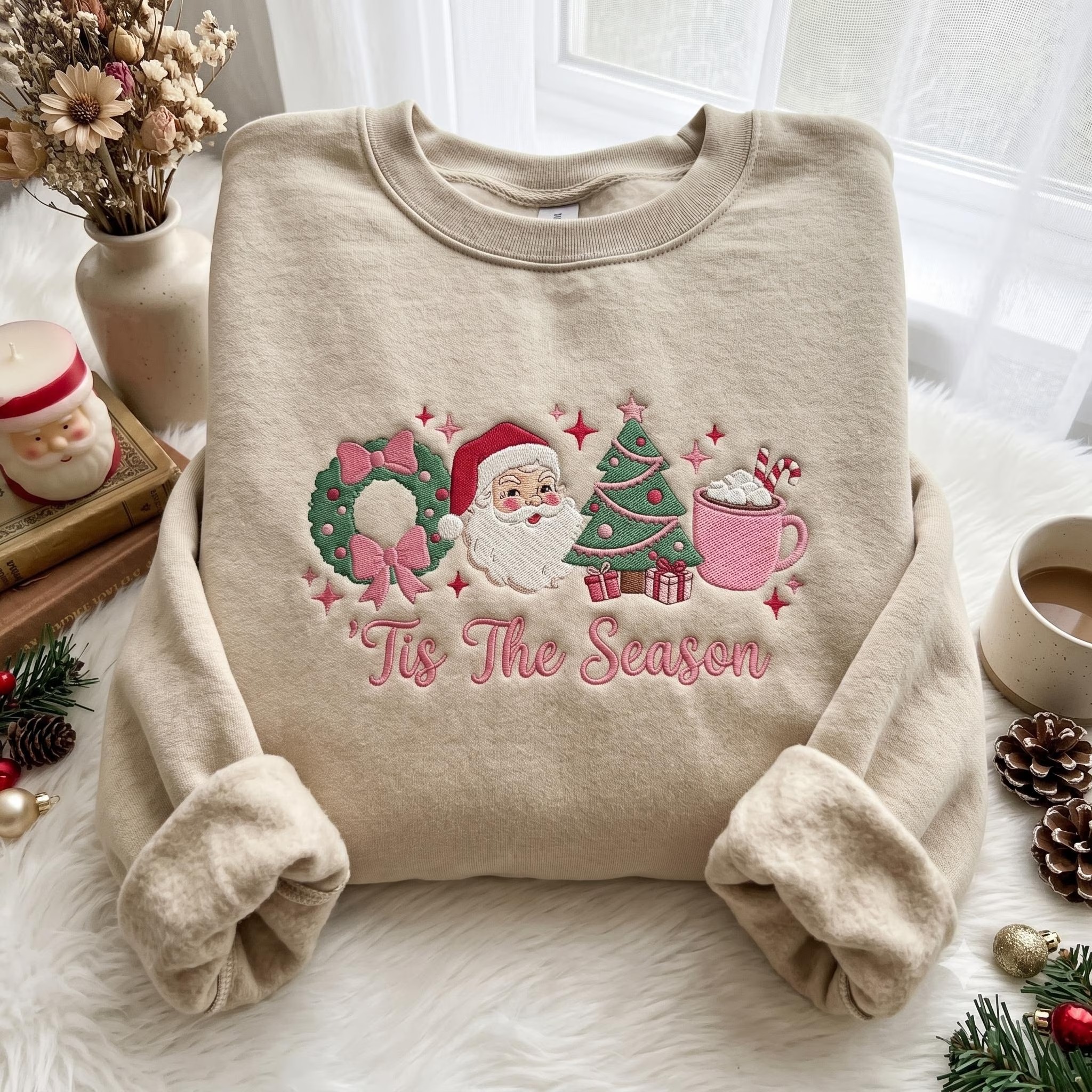 Embroidered Tis The Season Sweatshirt