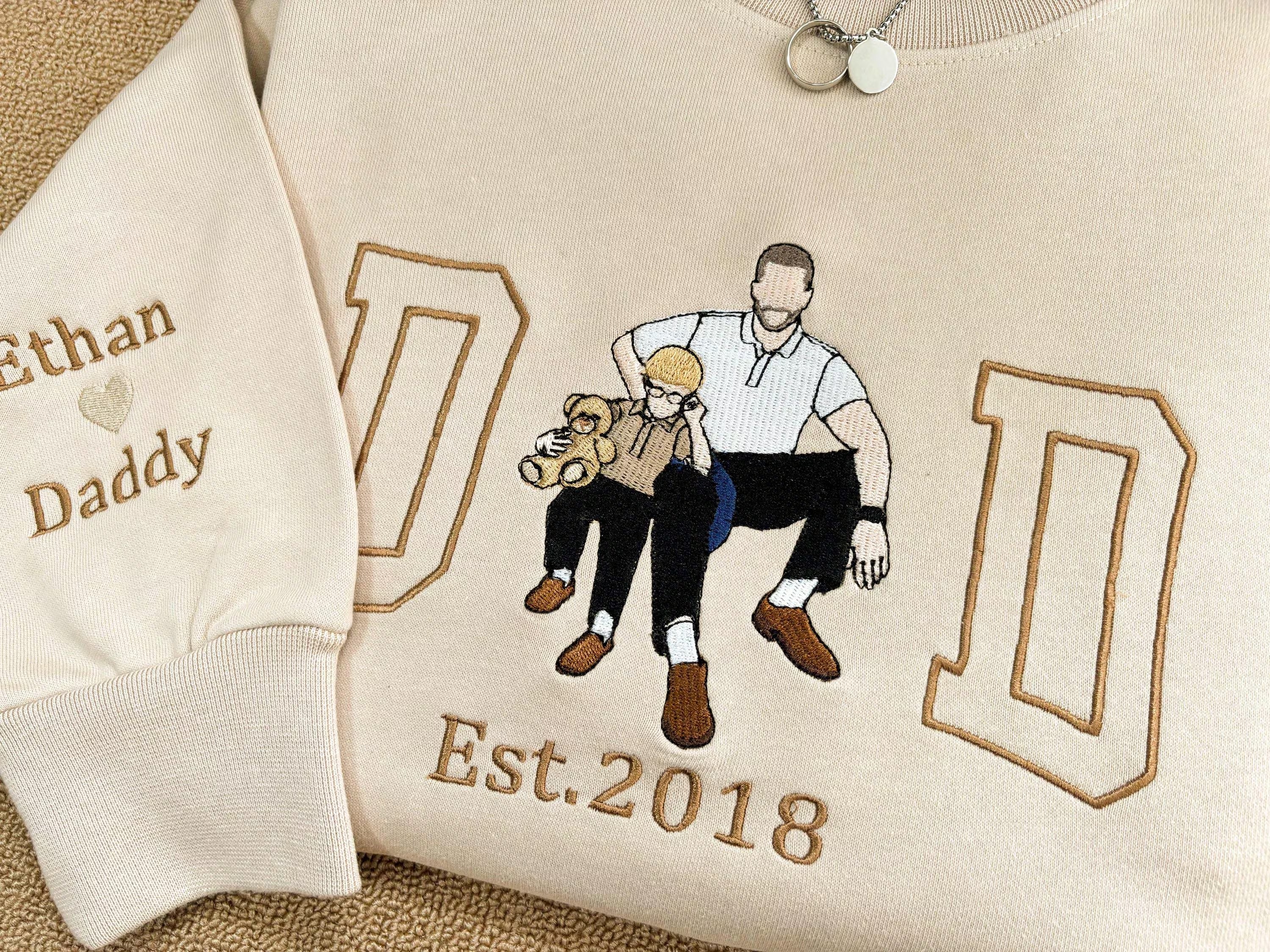 Fathers Day Embroidered Photo Portrait Sweatshirt
