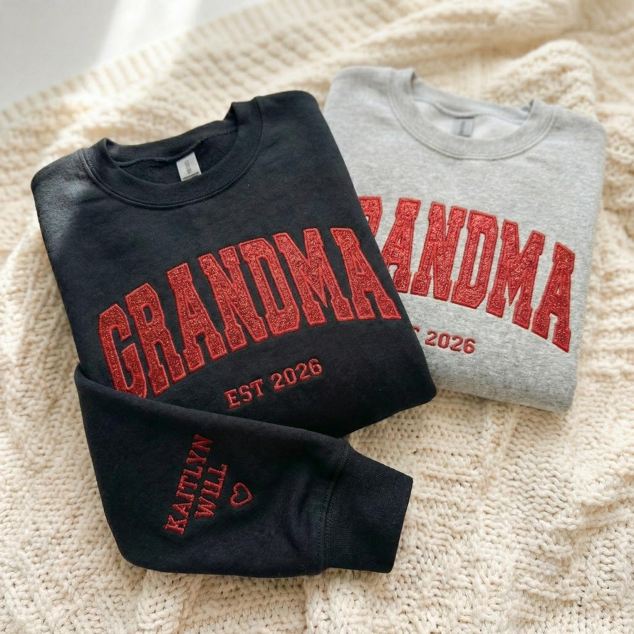 Glitter Embroidered Grandma Sweatshirt,   Mother's Day Gift