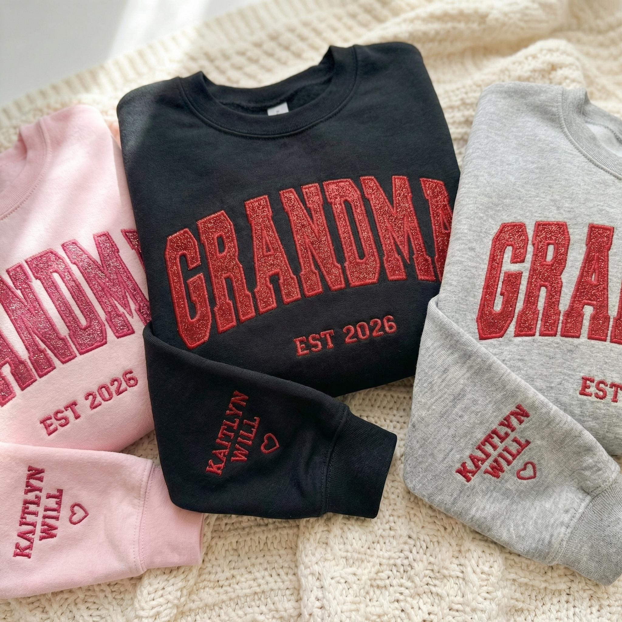 Glitter Embroidered Grandma Sweatshirt,   Mother's Day Gift