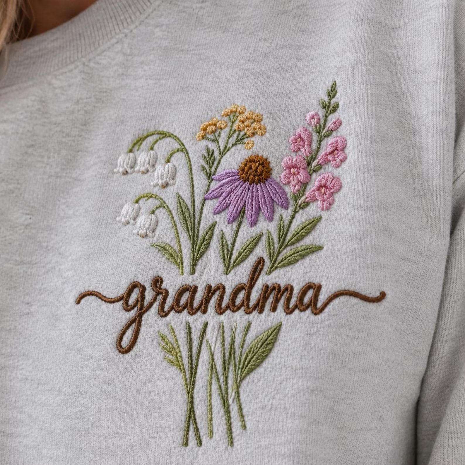 Grandma Wildflower Custom Floral Grandma Sweatshirt