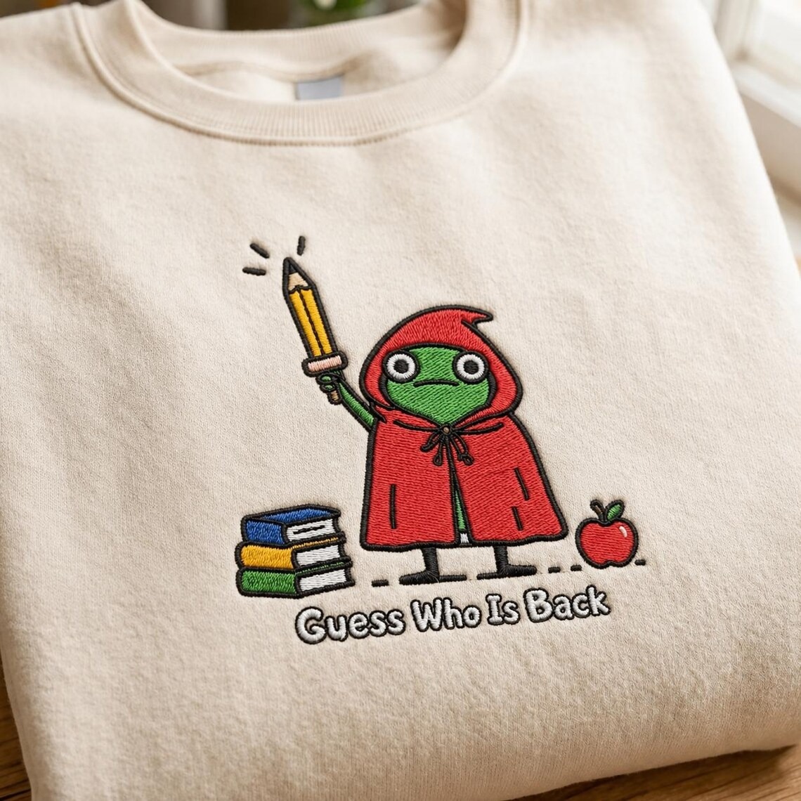 Guess Who Is Back Frog Teacher Embroidered Comfort Colors Shirt, Funny Back To School Hoodie, Cute Frog Sweatshirt, Teacher Gift Tee Cool