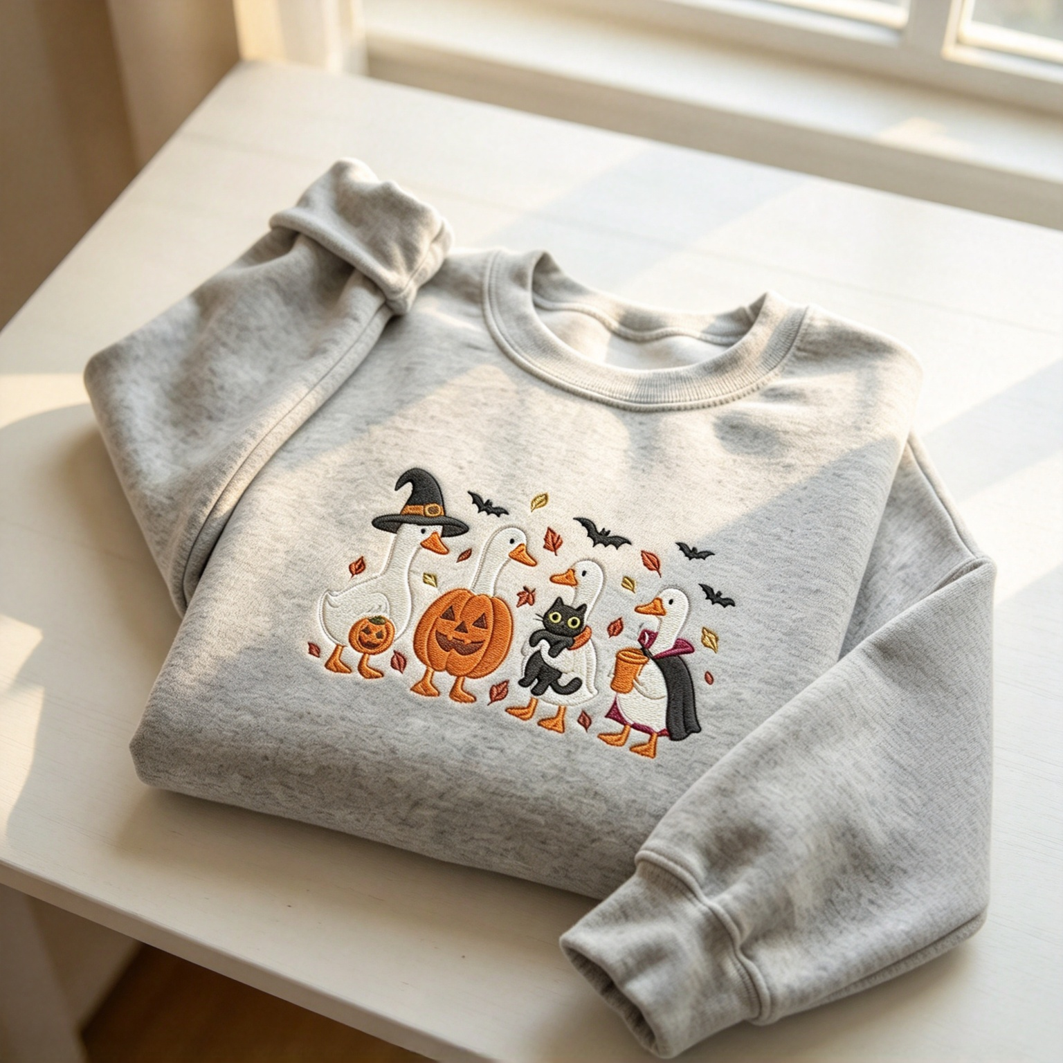 Halloween Goose Duck Embroidered Sweatshirt