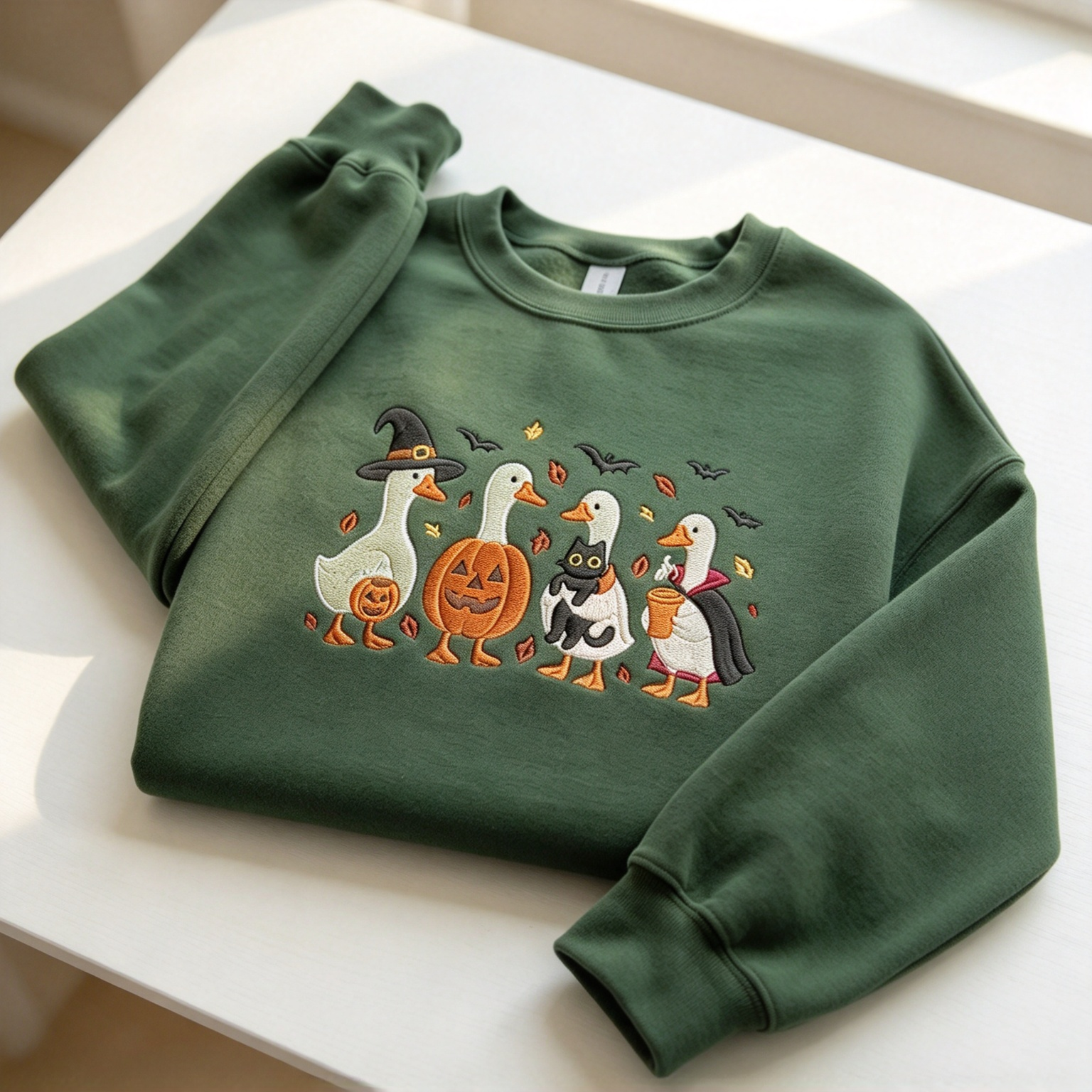 Halloween Goose Duck Embroidered Sweatshirt