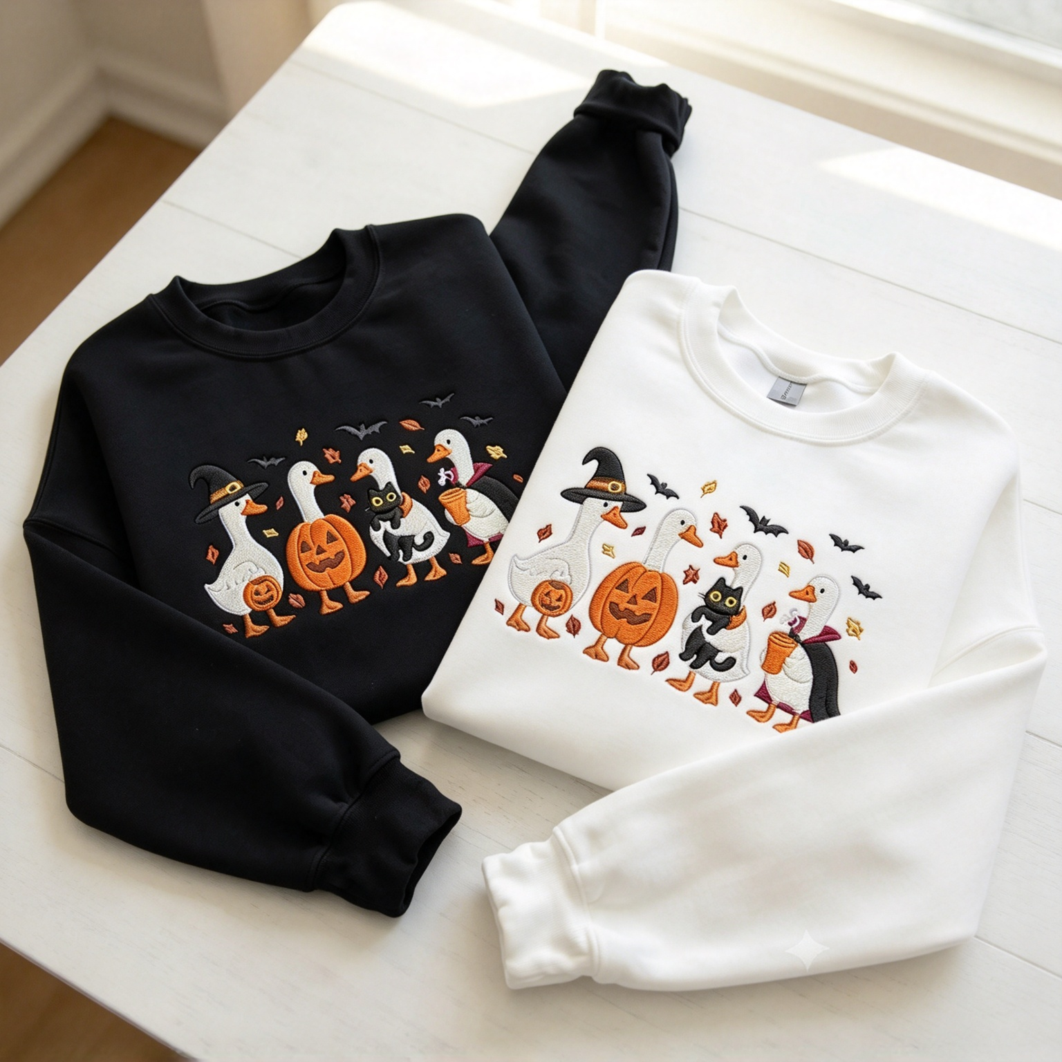Halloween Goose Duck Embroidered Sweatshirt