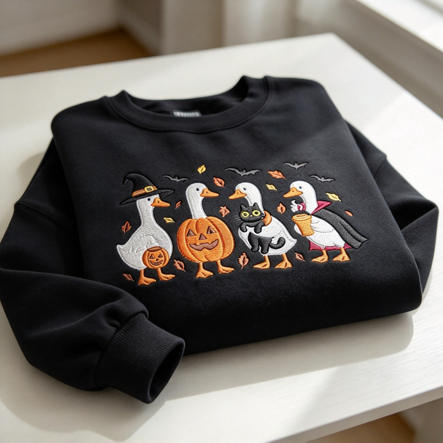 Halloween Goose Duck Embroidered Sweatshirt